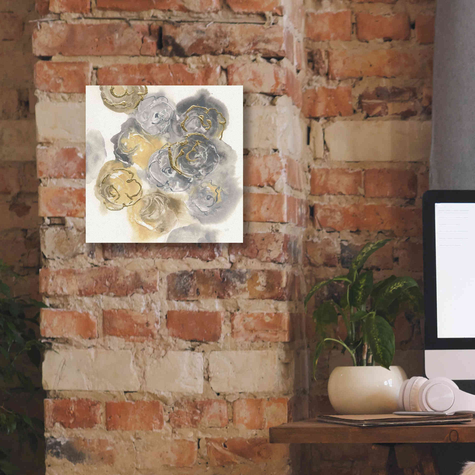 'Gold Edged Neutral II' by Chris Paschke, Canvas Wall Art,12 x 12