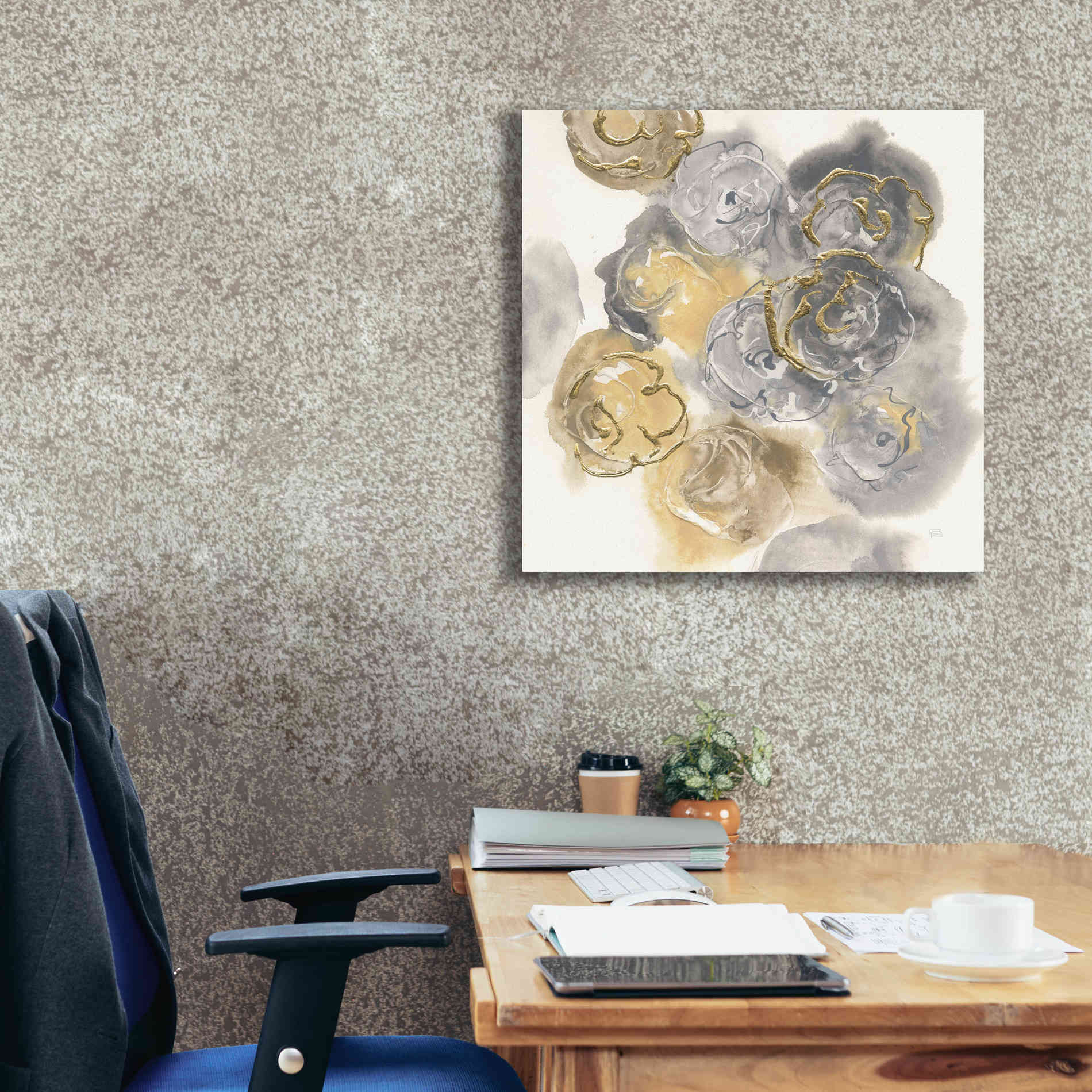 'Gold Edged Neutral II' by Chris Paschke, Canvas Wall Art,26 x 26