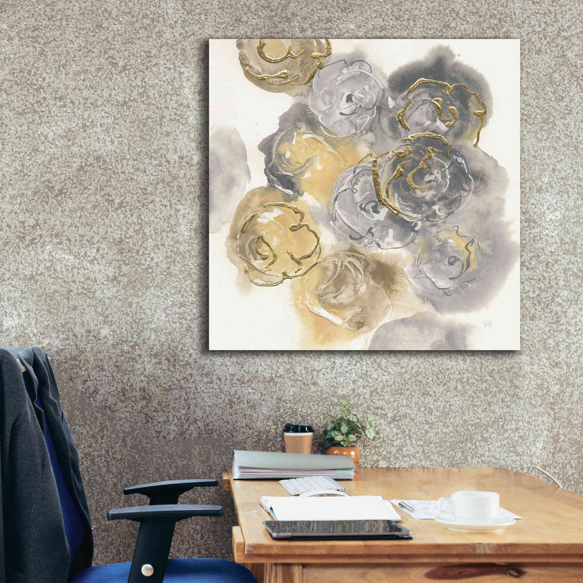 'Gold Edged Neutral II' by Chris Paschke, Canvas Wall Art,37 x 37