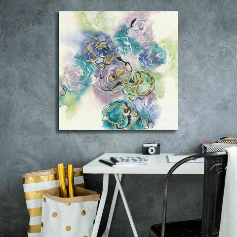 Image of 'Gold Edged Roses II' by Chris Paschke, Canvas Wall Art,26 x 26