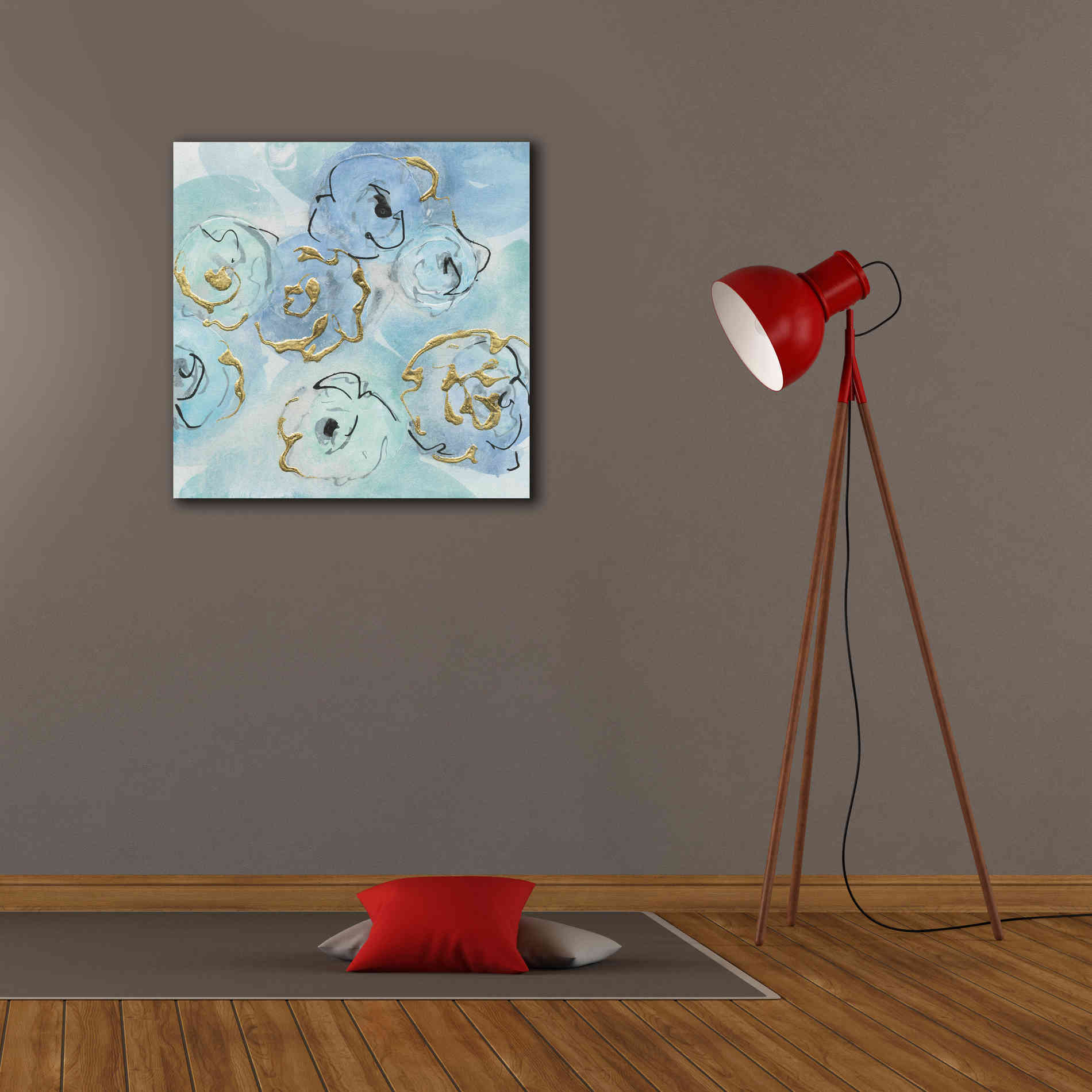 'Gold Edged Teal II' by Chris Paschke, Canvas Wall Art,26 x 26