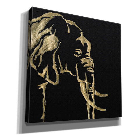 Image of 'Gilded Elephant on Black Pillow' by Chris Paschke, Canvas Wall Art