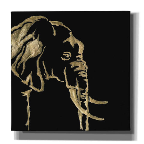 Image of 'Gilded Elephant on Black Pillow' by Chris Paschke, Canvas Wall Art