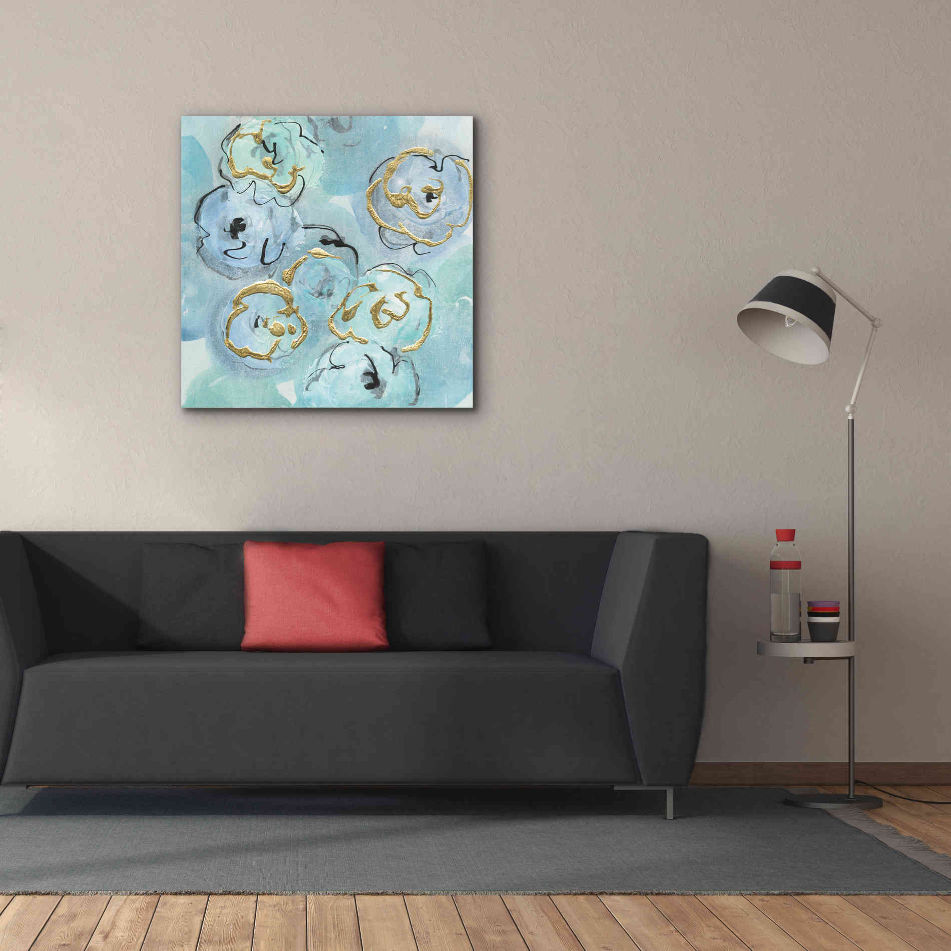 'Gold Edged Teal I' by Chris Paschke, Canvas Wall Art,37 x 37