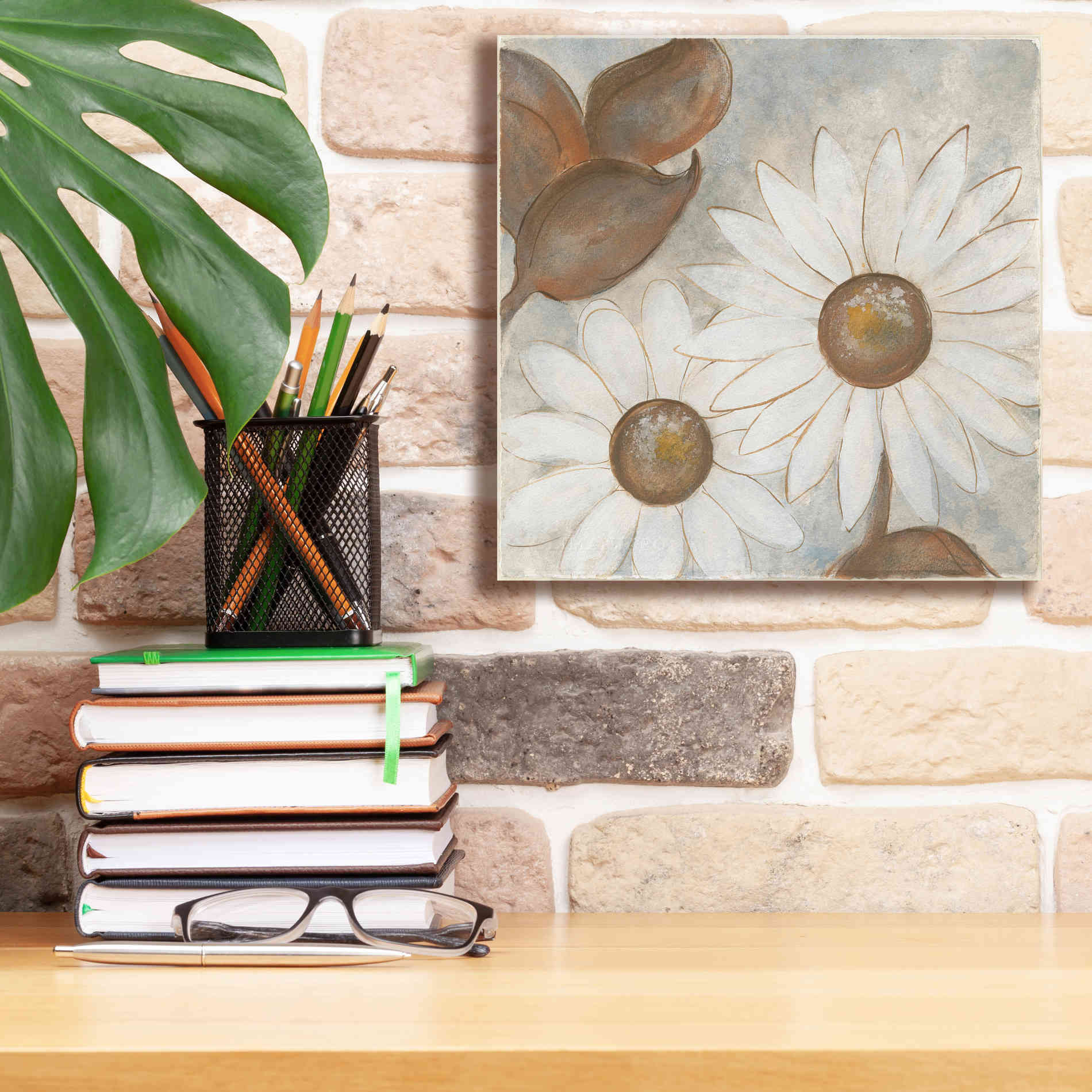 'Daisy Do I Neutral' by Chris Paschke, Canvas Wall Art,12 x 12