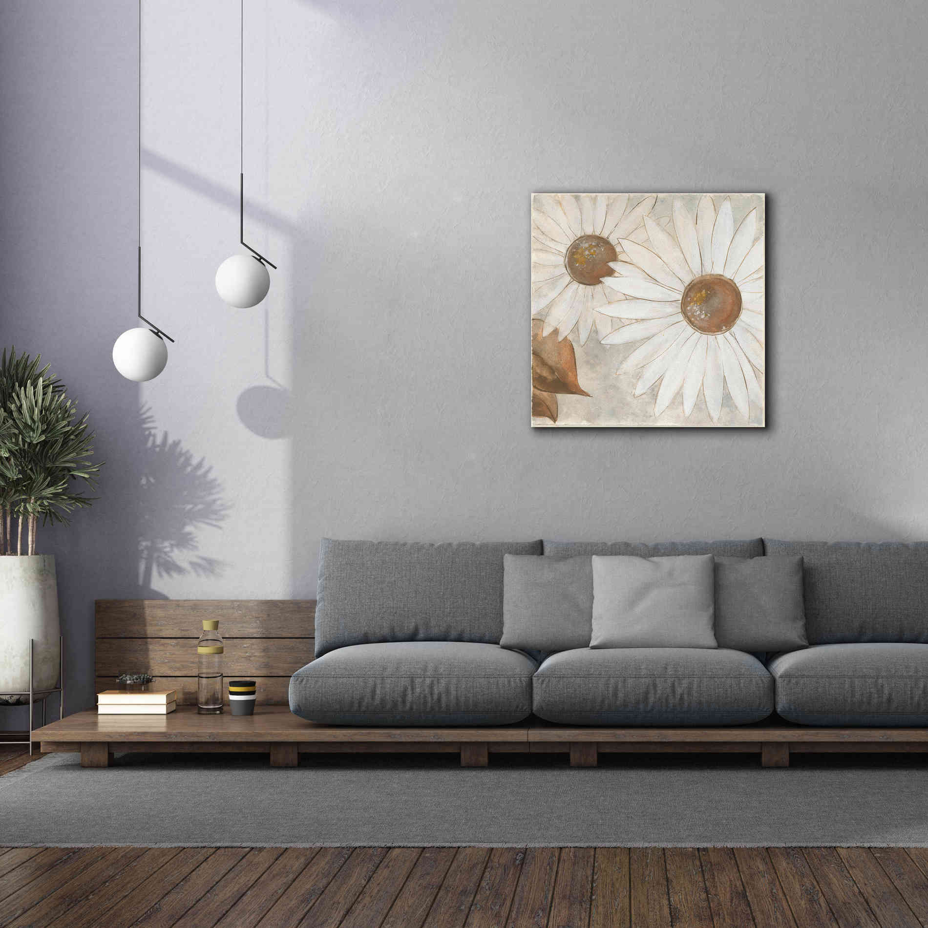 'Daisy Do II Neutral' by Chris Paschke, Canvas Wall Art,37 x 37