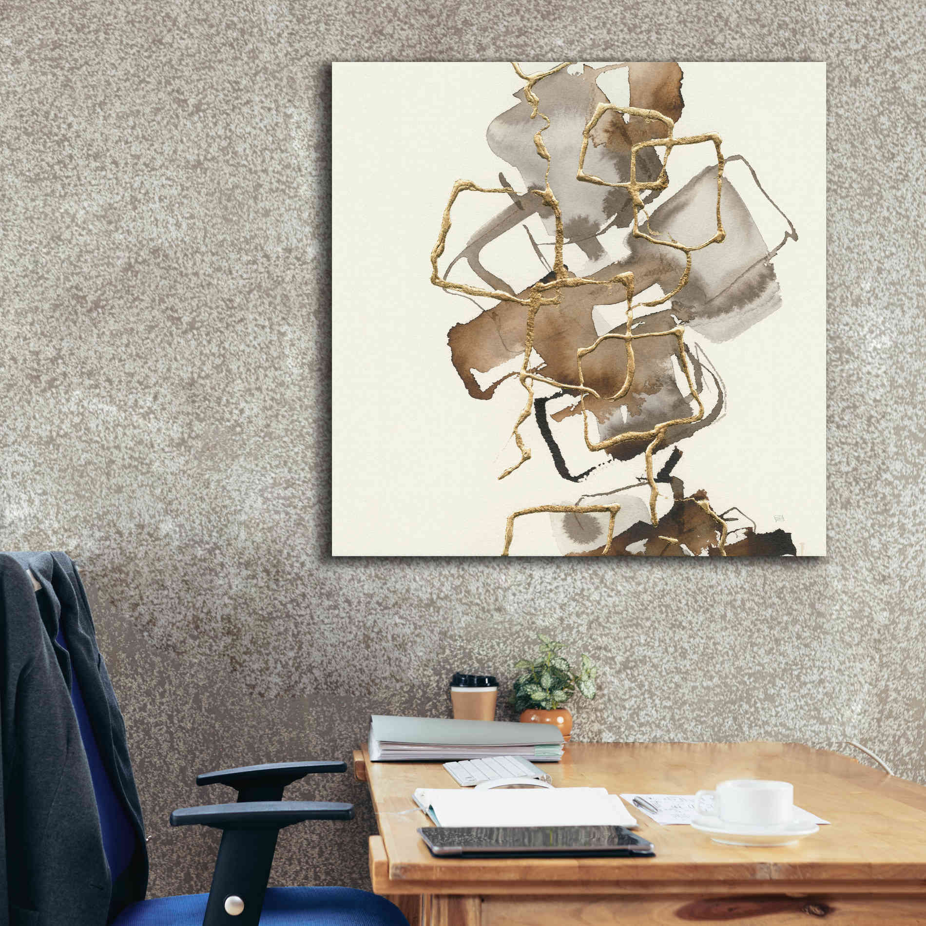 'Gold Squares I' by Chris Paschke, Giclee Canvas Wall Art,37 x 37