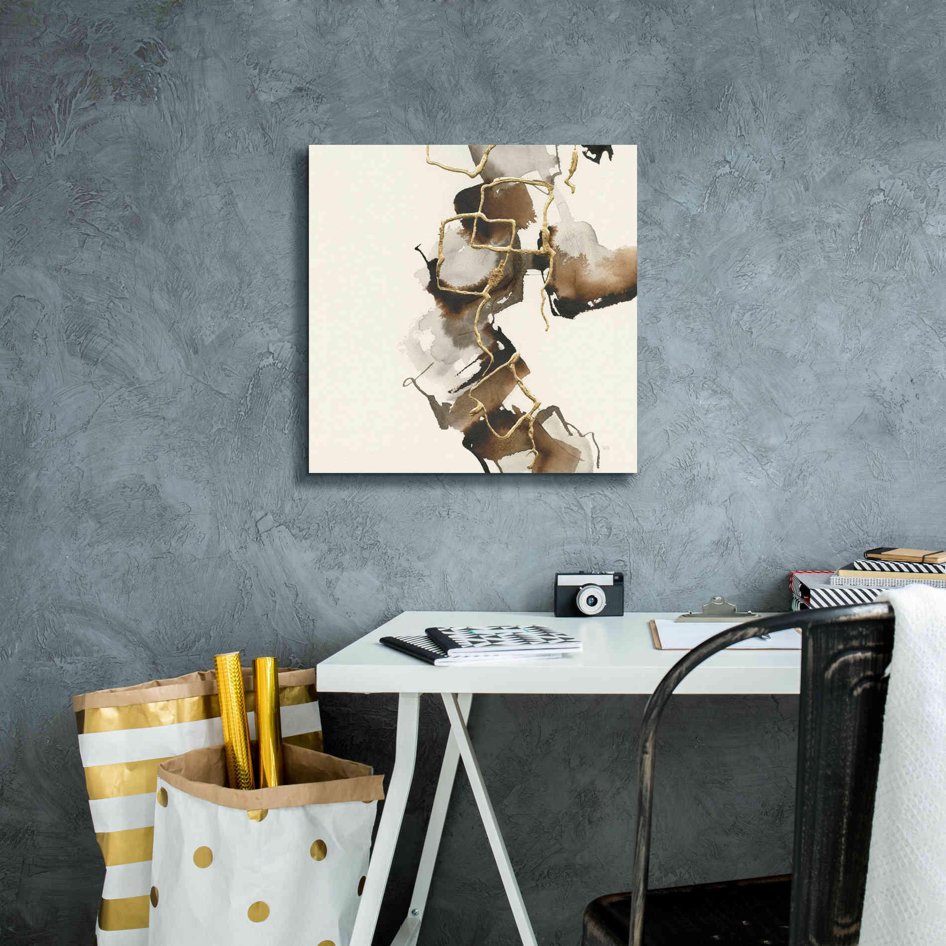 'Gold Squares II' by Chris Paschke, Giclee Canvas Wall Art,18 x 18