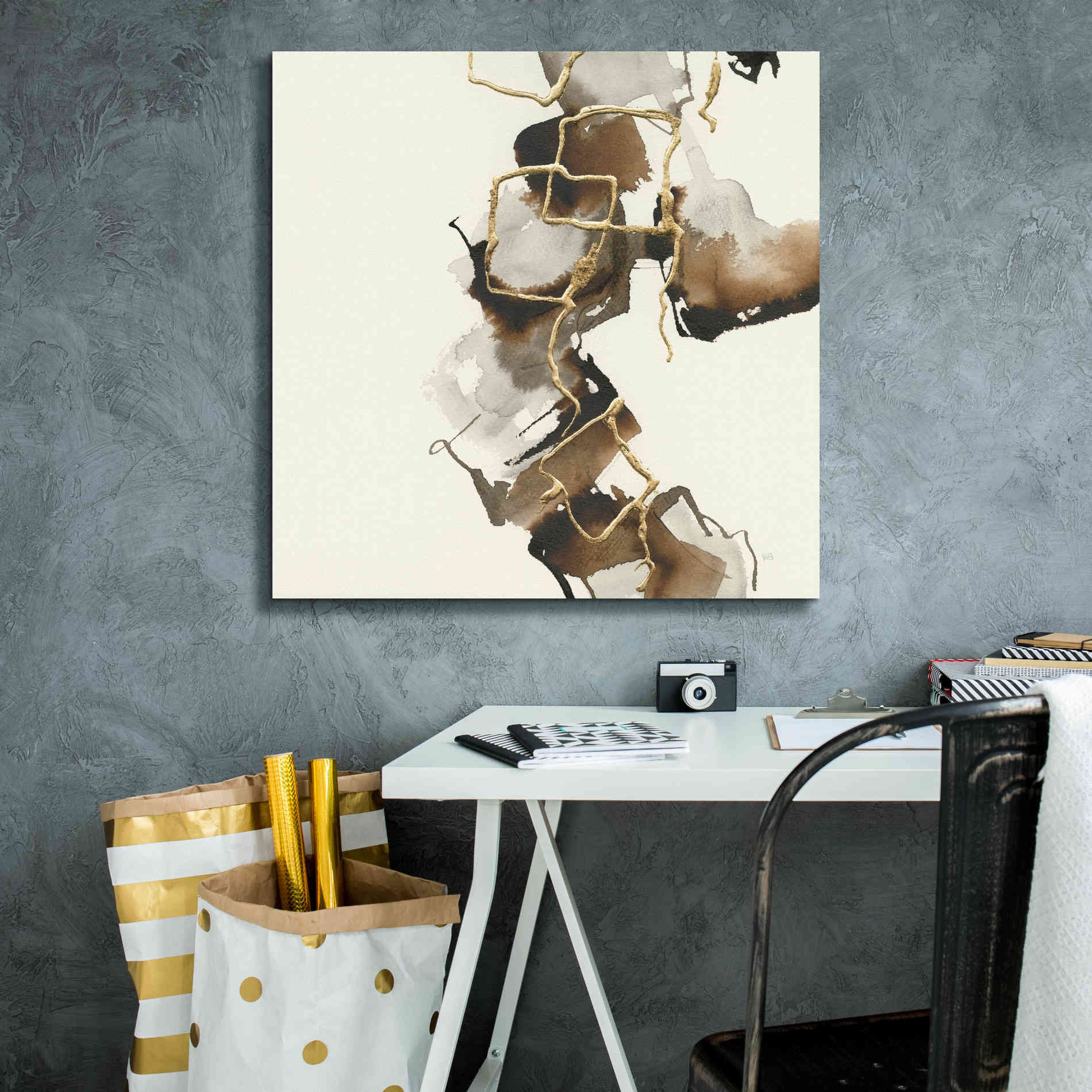 'Gold Squares II' by Chris Paschke, Giclee Canvas Wall Art,26 x 26