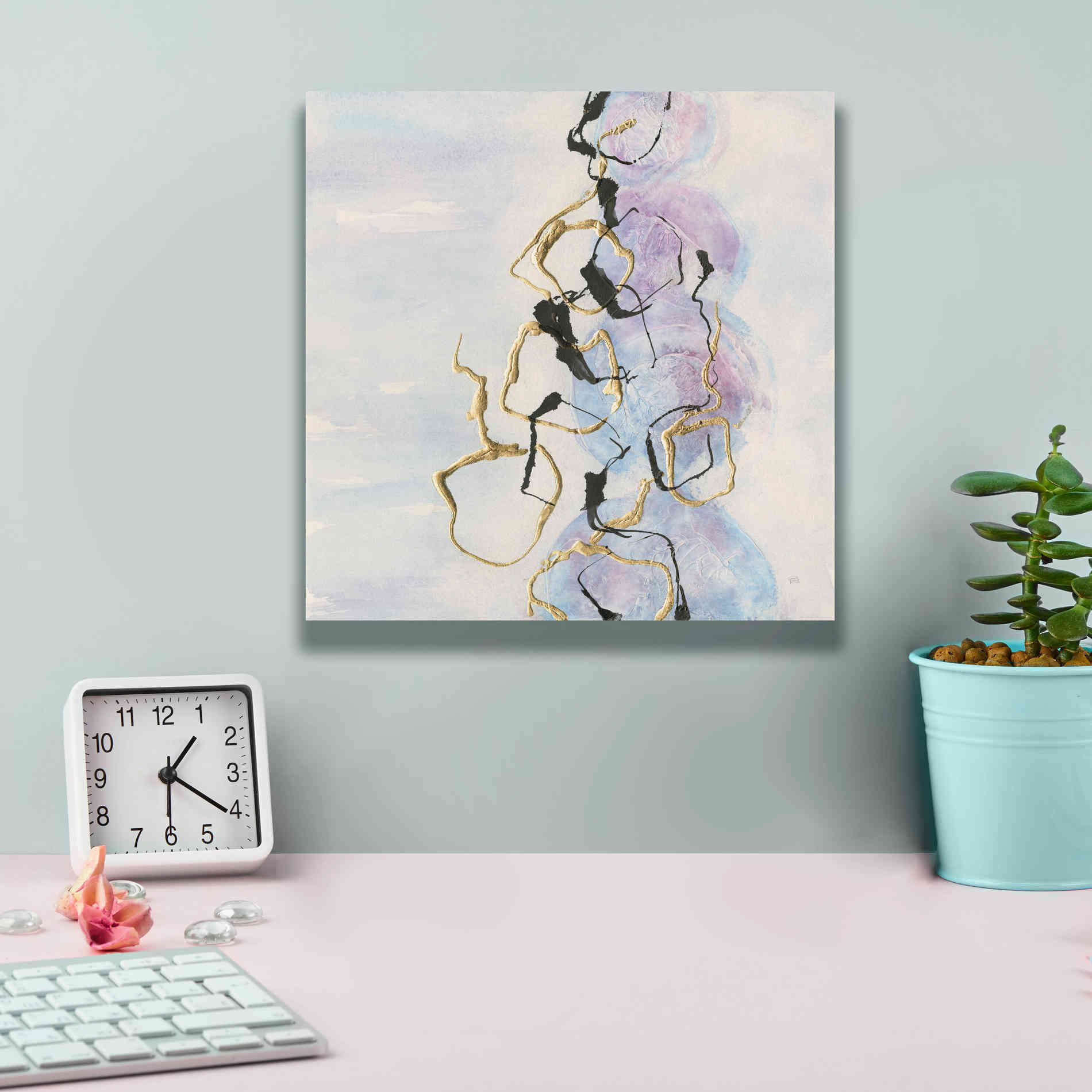 'Abstract Lines On Pastel I' by Chris Paschke, Giclee Canvas Wall Art,12 x 12