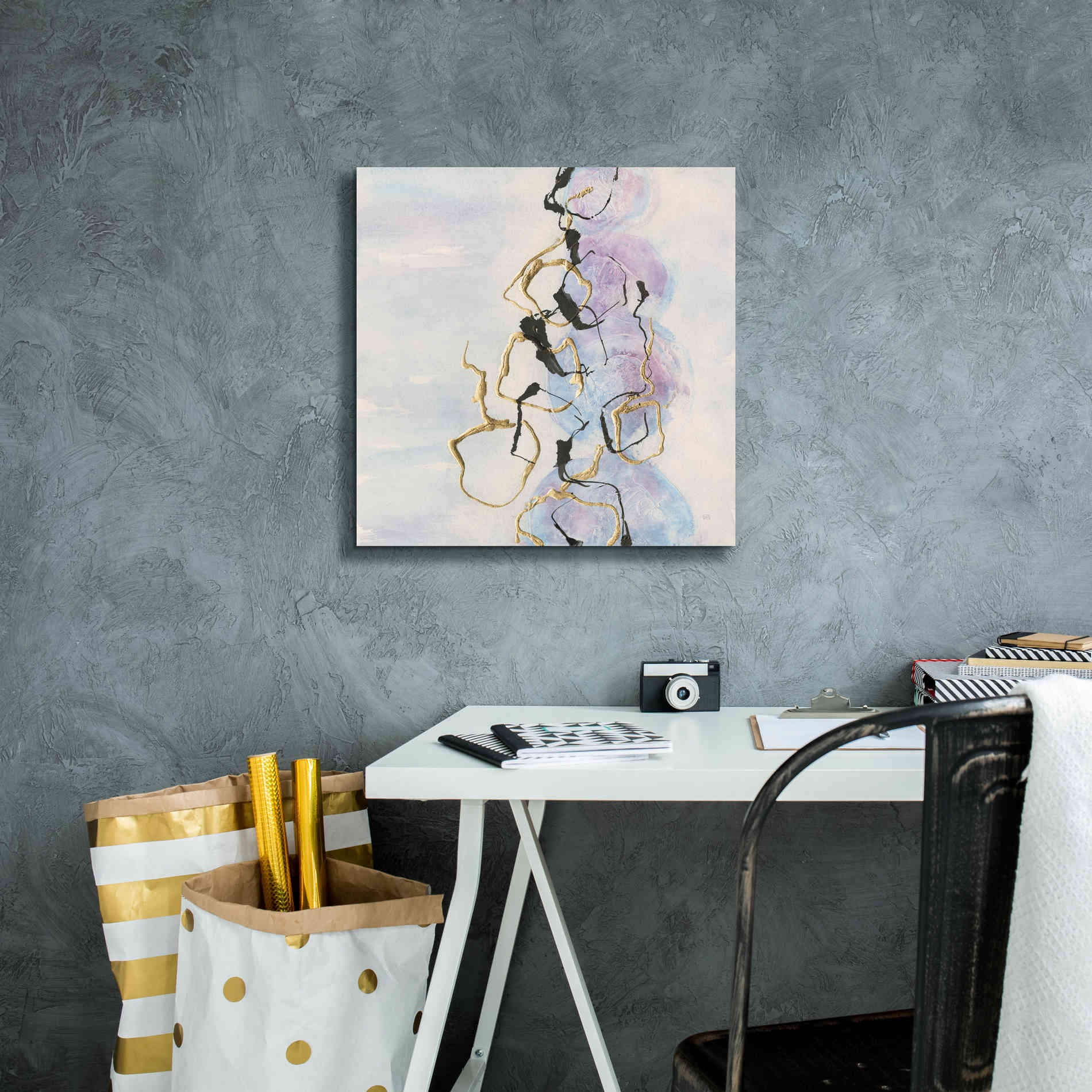 'Abstract Lines On Pastel I' by Chris Paschke, Giclee Canvas Wall Art,18 x 18