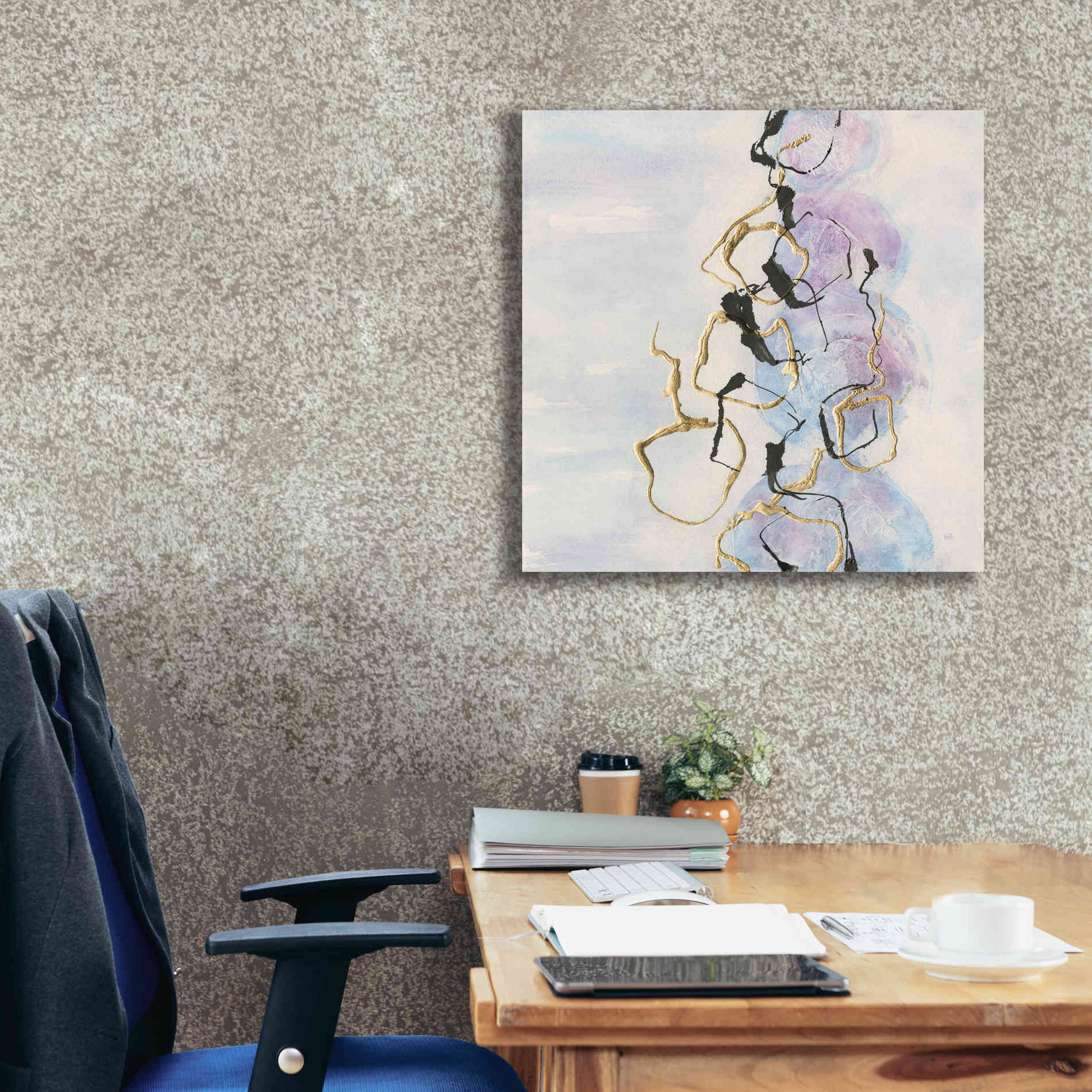 'Abstract Lines On Pastel I' by Chris Paschke, Giclee Canvas Wall Art,26 x 26