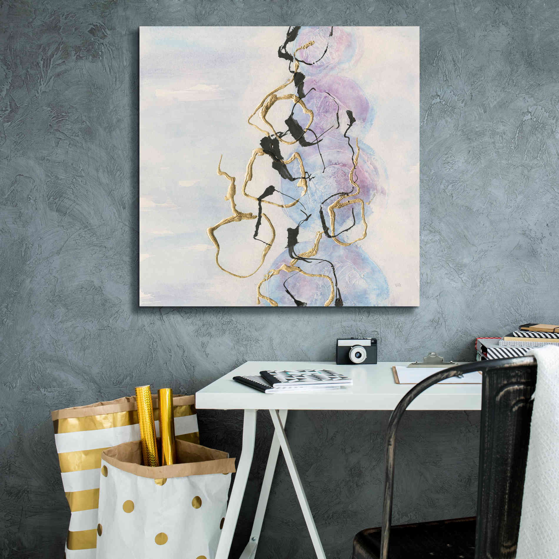 'Abstract Lines On Pastel I' by Chris Paschke, Giclee Canvas Wall Art,26 x 26