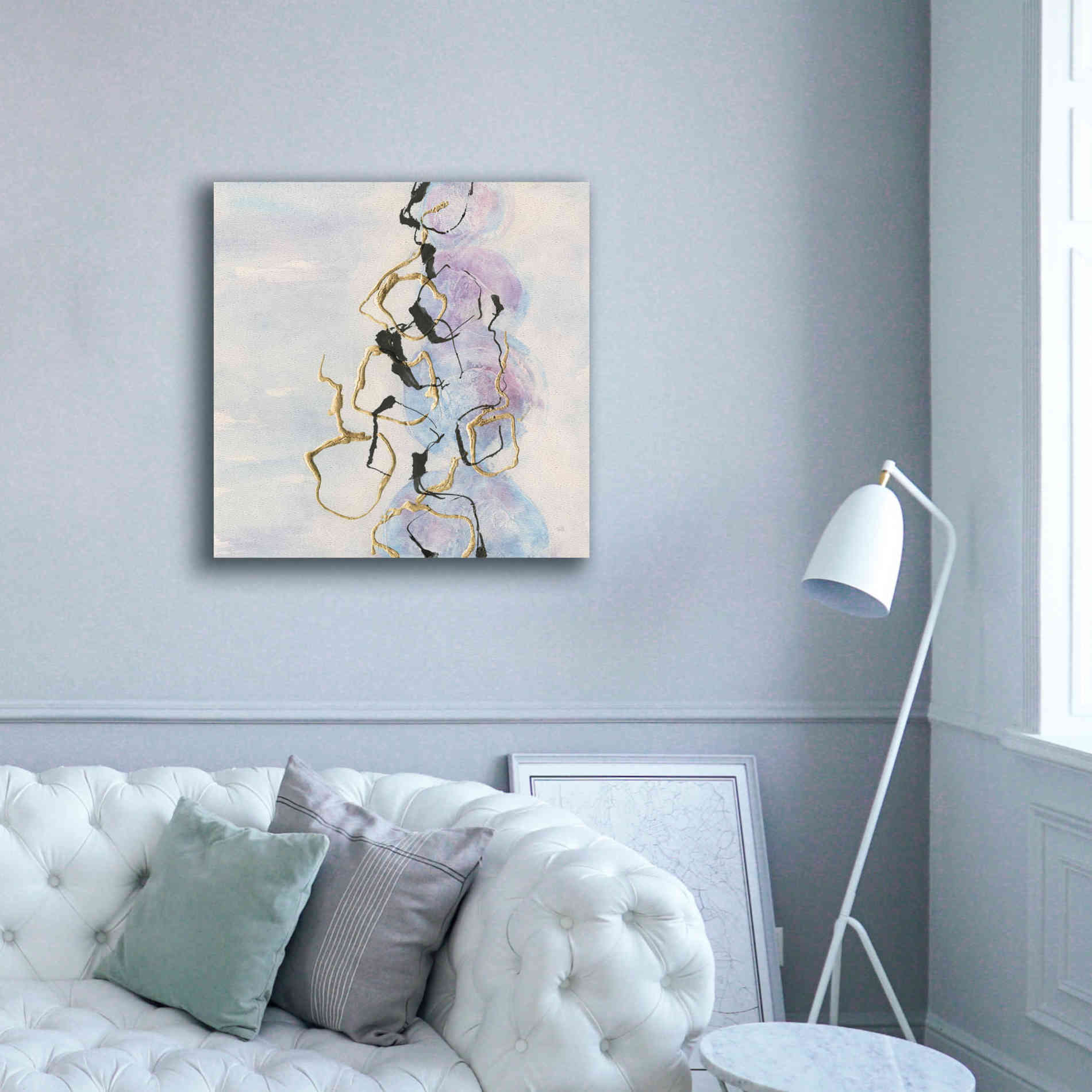 'Abstract Lines On Pastel I' by Chris Paschke, Giclee Canvas Wall Art,37 x 37