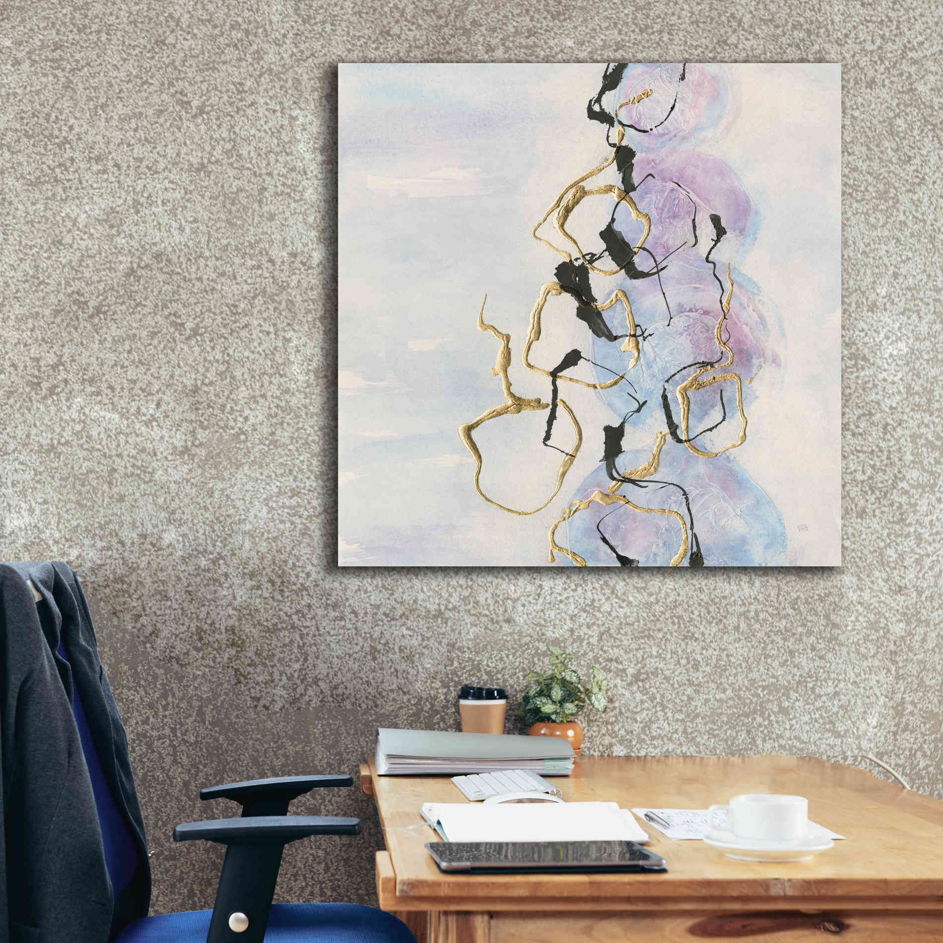 'Abstract Lines On Pastel I' by Chris Paschke, Giclee Canvas Wall Art,37 x 37