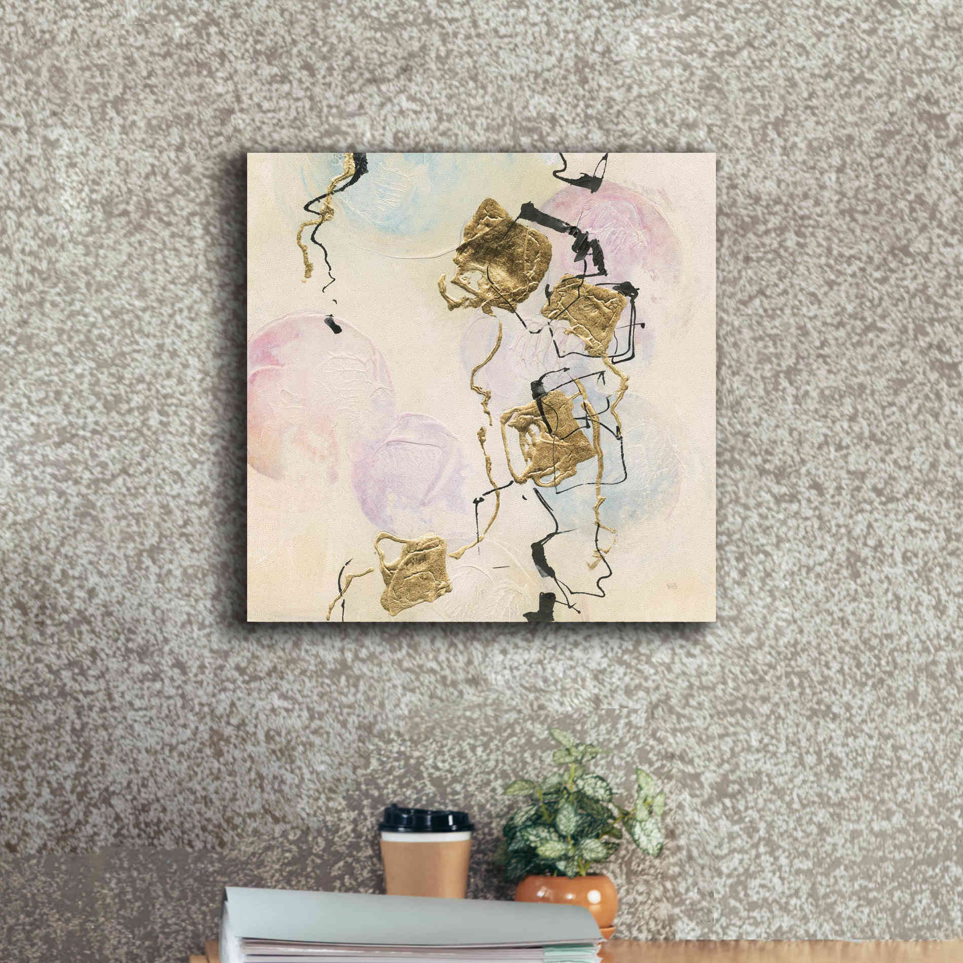 'Gold Blocks On Pastel I' by Chris Paschke, Giclee Canvas Wall Art,18 x 18