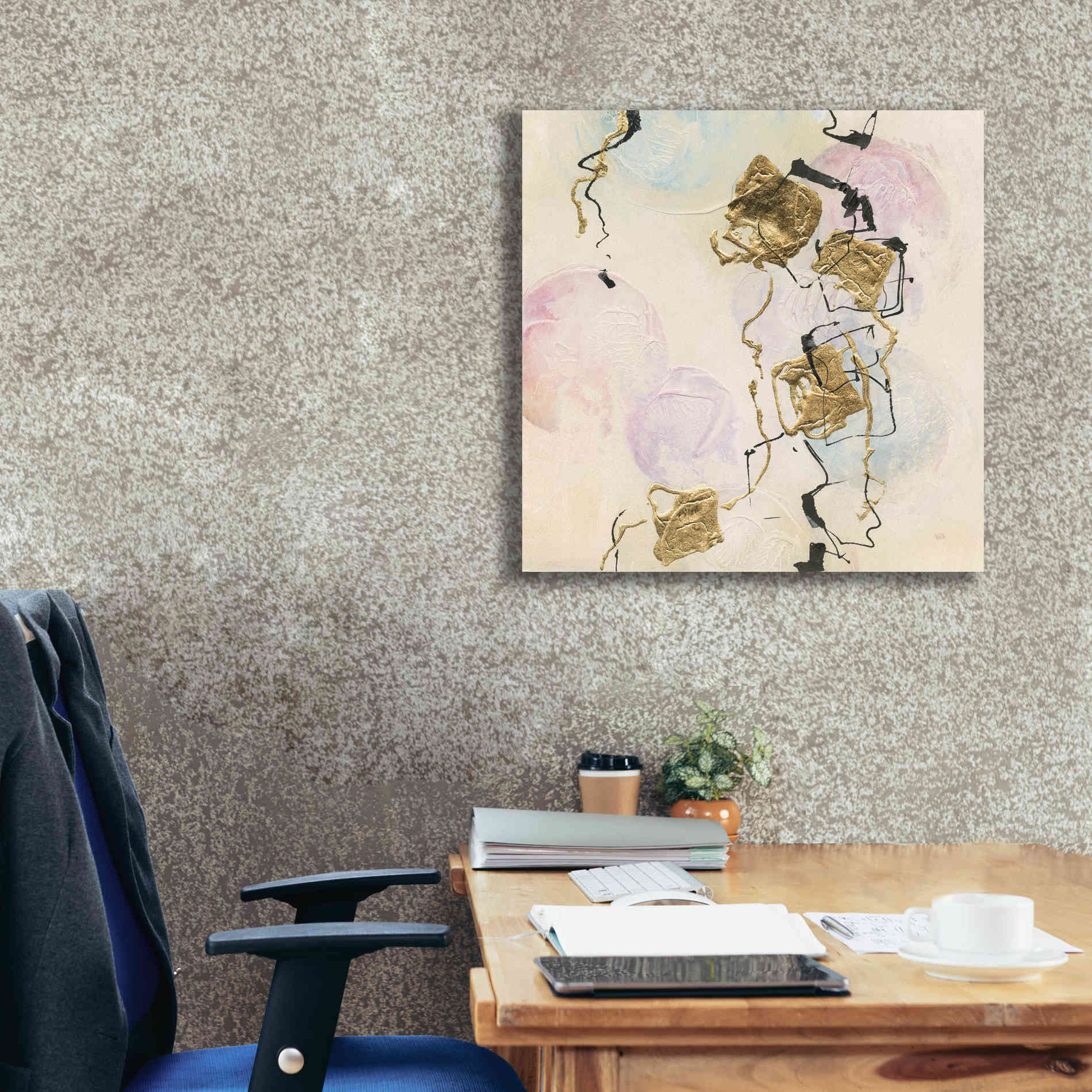 'Gold Blocks On Pastel I' by Chris Paschke, Giclee Canvas Wall Art,26 x 26