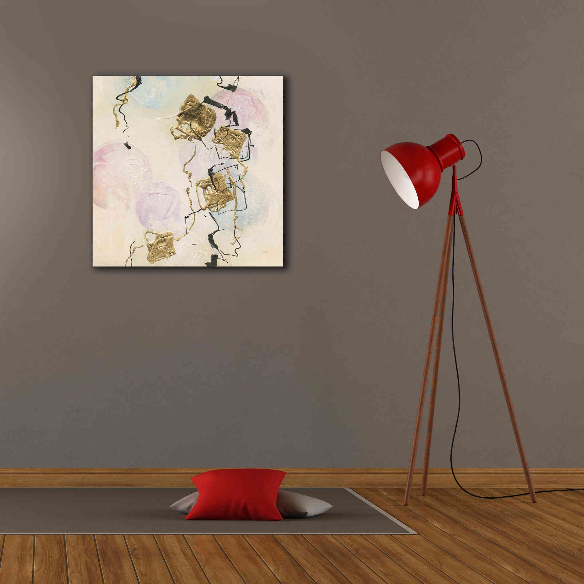 'Gold Blocks On Pastel I' by Chris Paschke, Giclee Canvas Wall Art,26 x 26