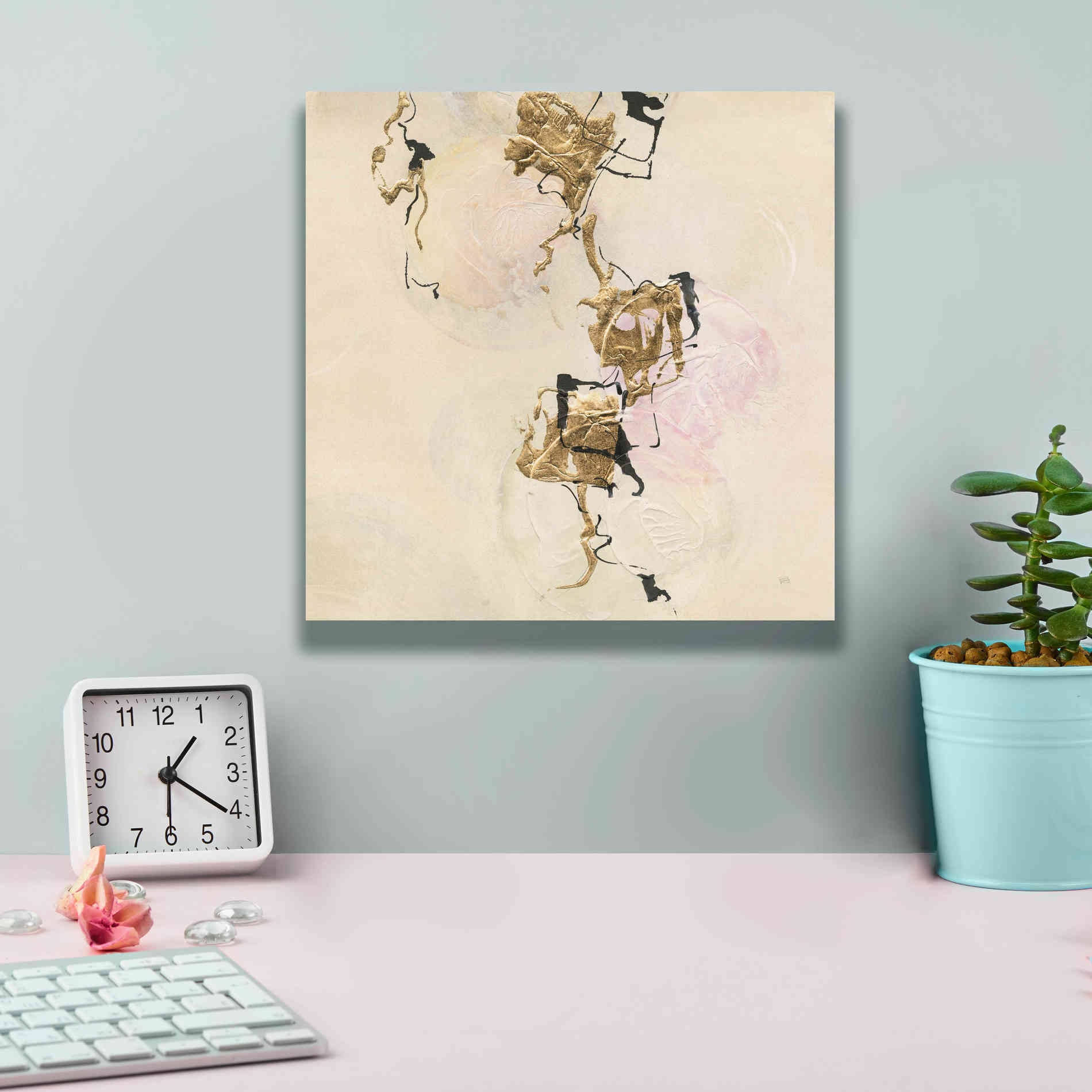 'Gold Blocks On Pastel II' by Chris Paschke, Giclee Canvas Wall Art,12 x 12