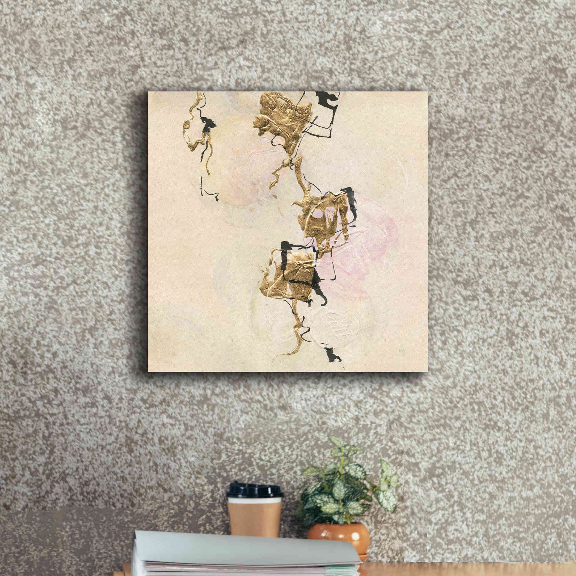 'Gold Blocks On Pastel II' by Chris Paschke, Giclee Canvas Wall Art,18 x 18