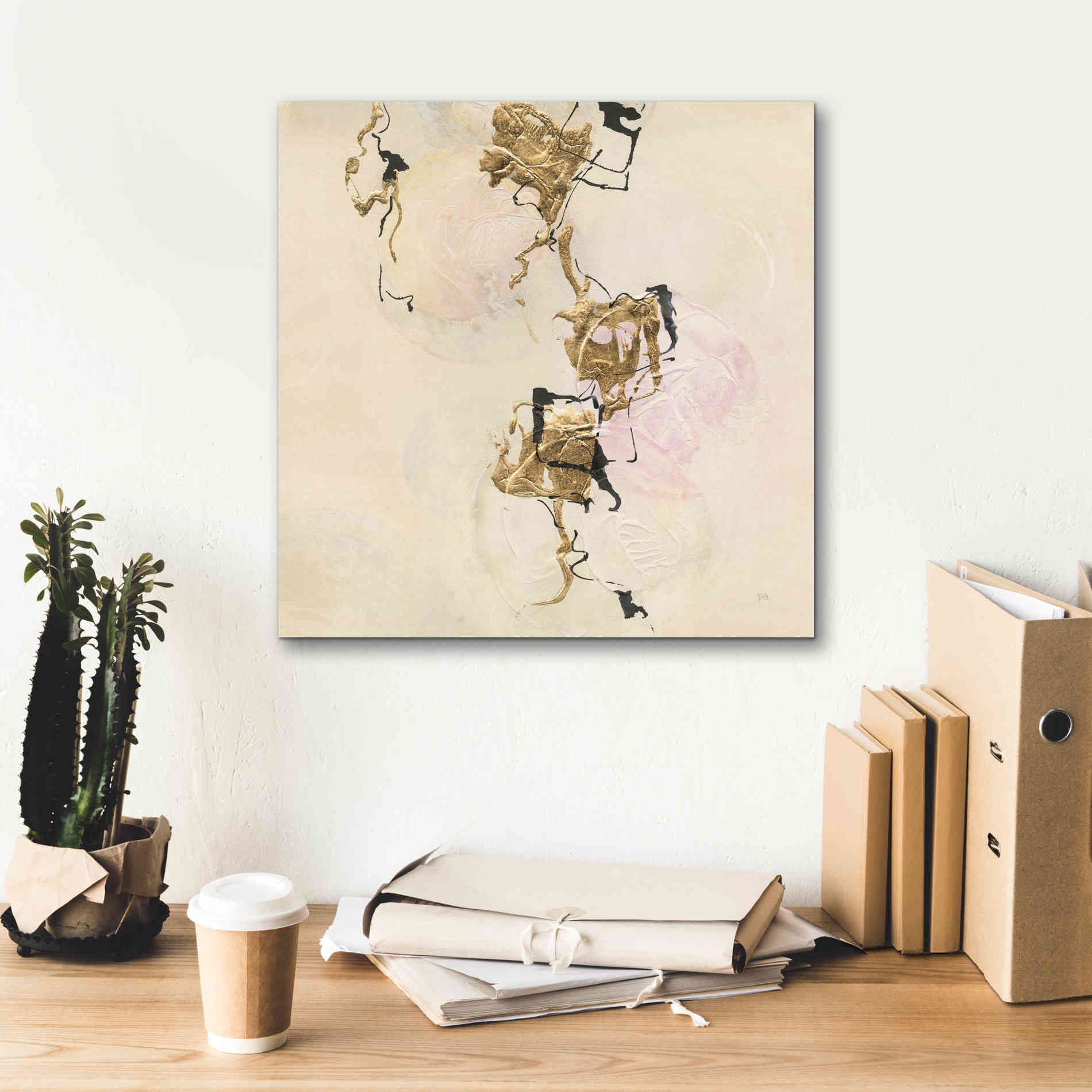 'Gold Blocks On Pastel II' by Chris Paschke, Giclee Canvas Wall Art,18 x 18