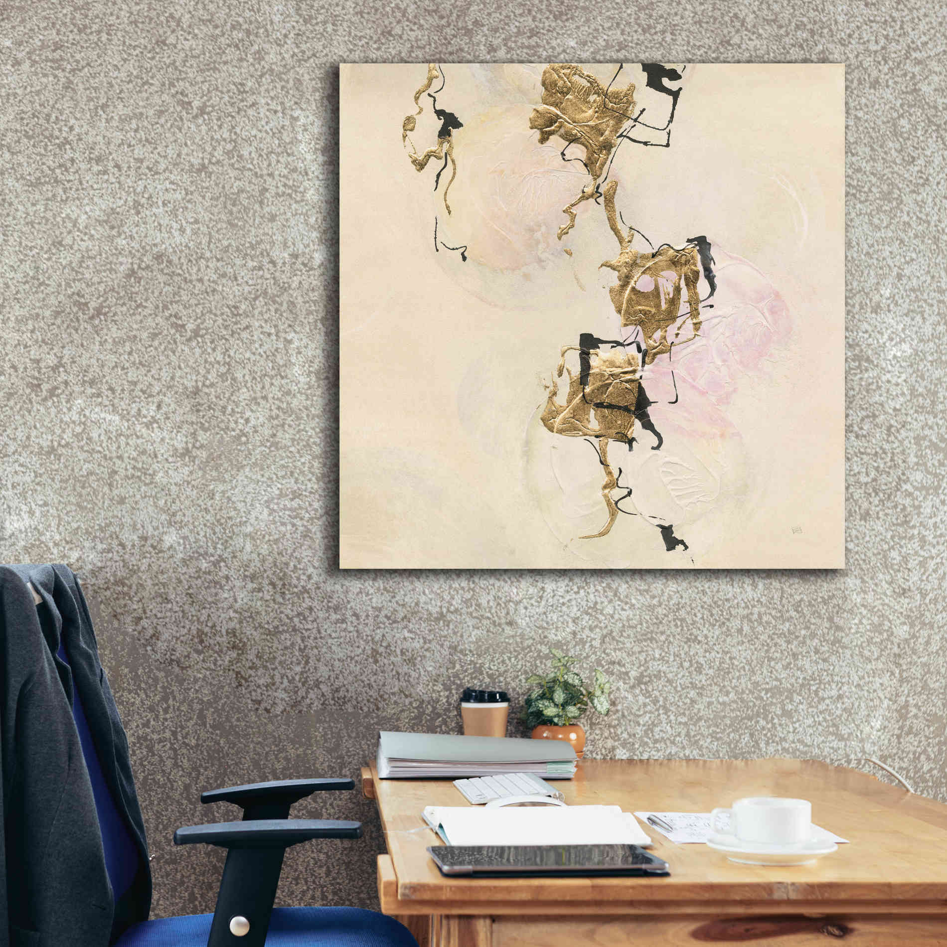 'Gold Blocks On Pastel II' by Chris Paschke, Giclee Canvas Wall Art,37 x 37