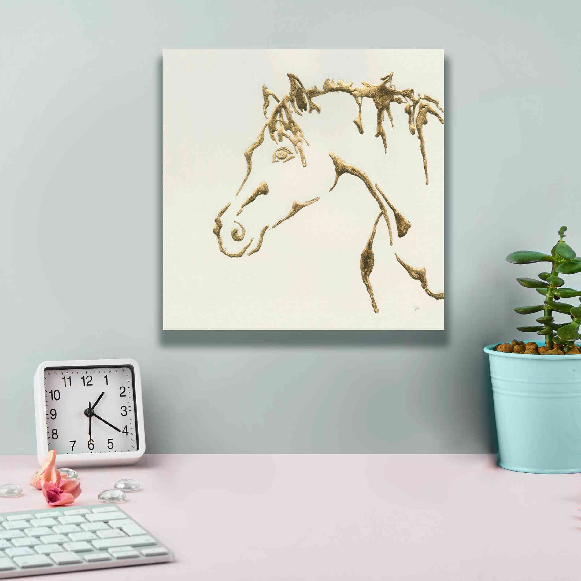 'Gilded Cowpony' by Chris Paschke, Giclee Canvas Wall Art,12 x 12