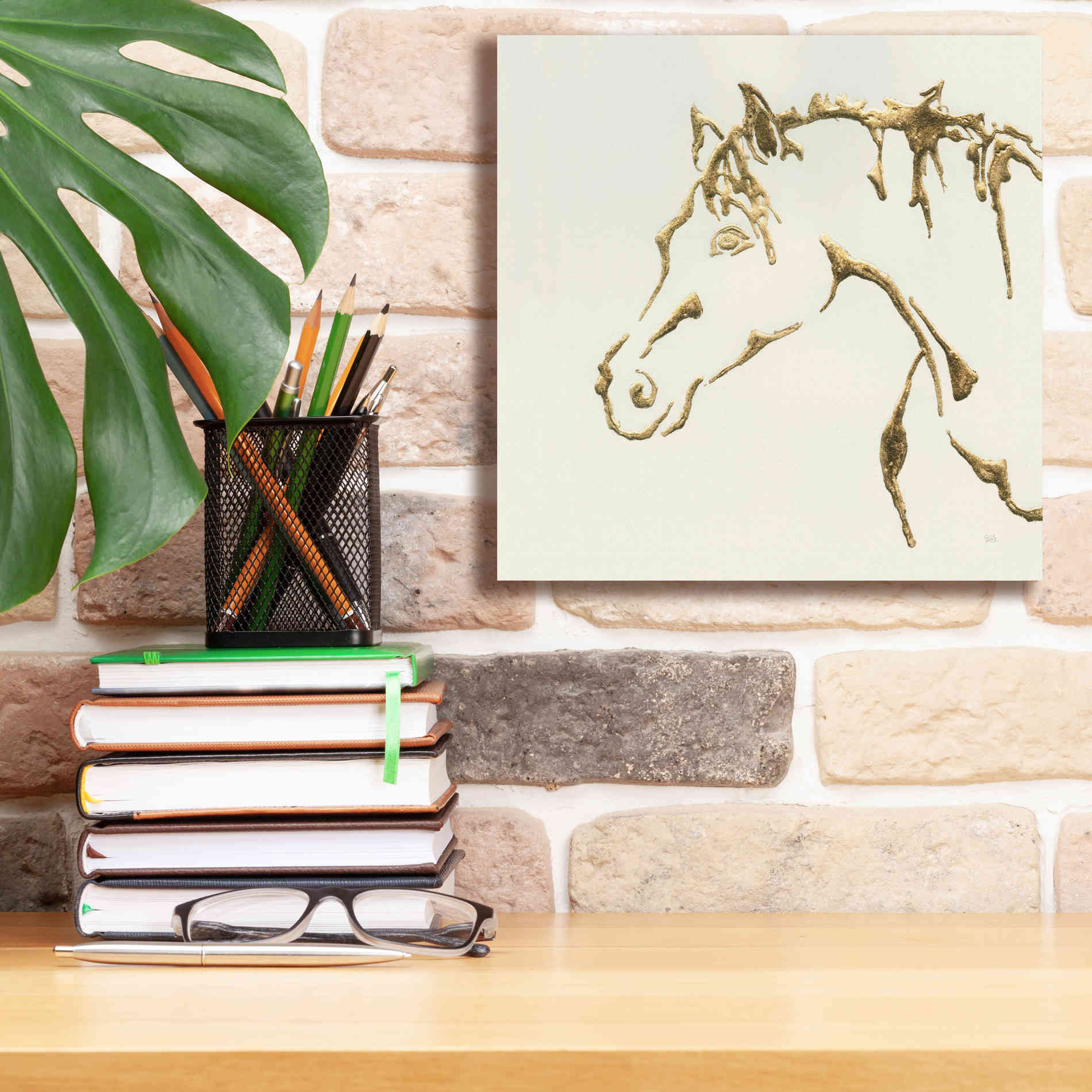 'Gilded Cowpony' by Chris Paschke, Giclee Canvas Wall Art,12 x 12