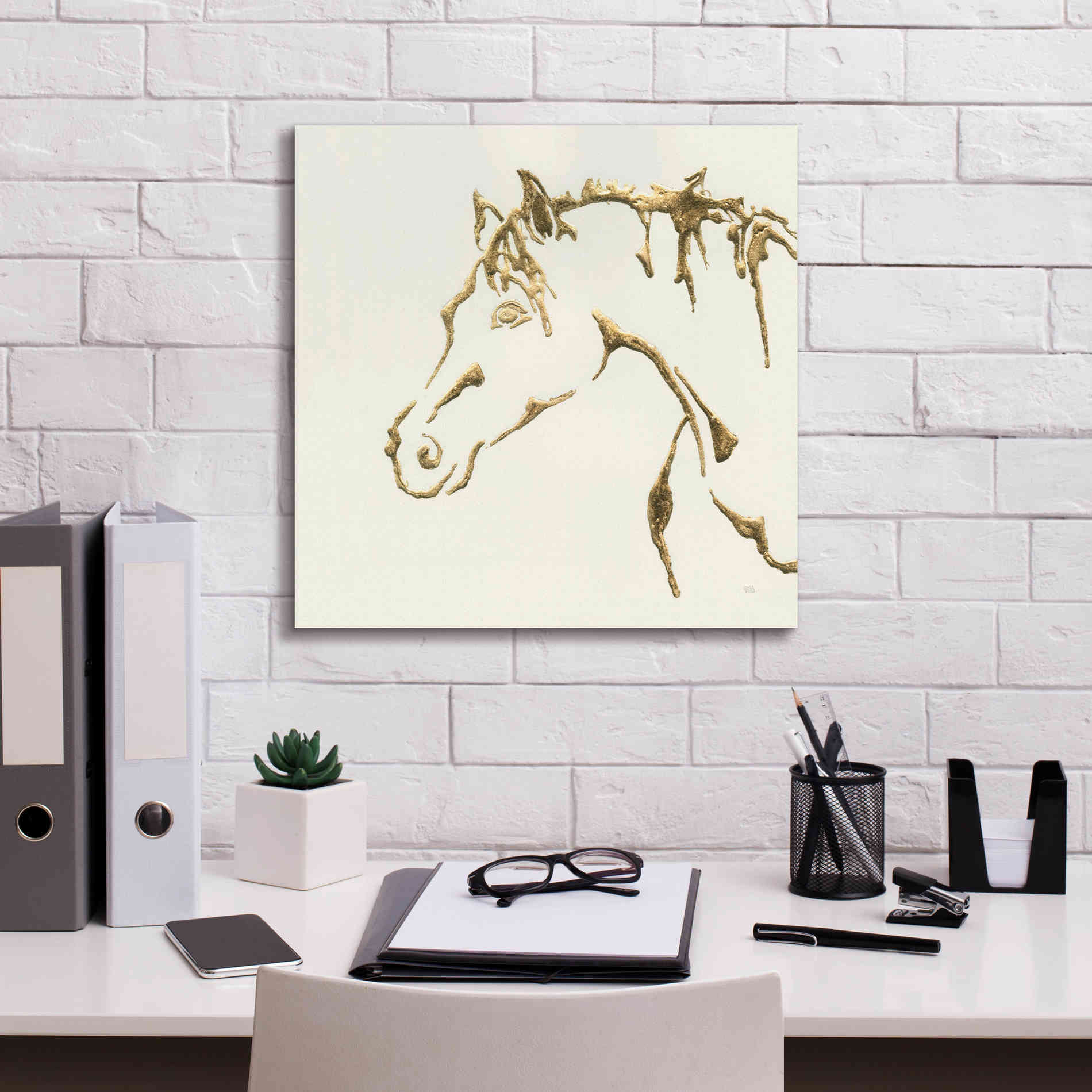 'Gilded Cowpony' by Chris Paschke, Giclee Canvas Wall Art,18 x 18