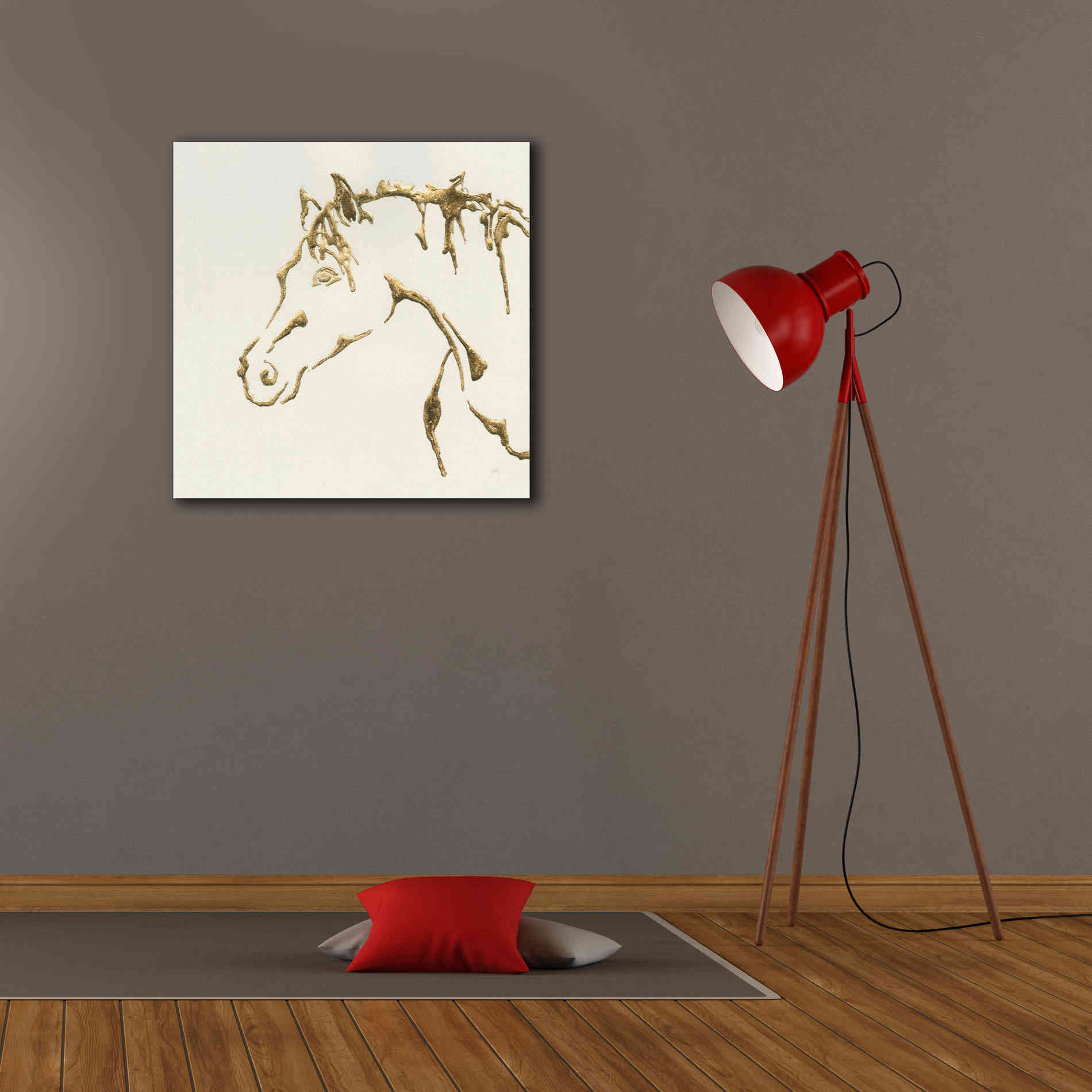 'Gilded Cowpony' by Chris Paschke, Giclee Canvas Wall Art,26 x 26