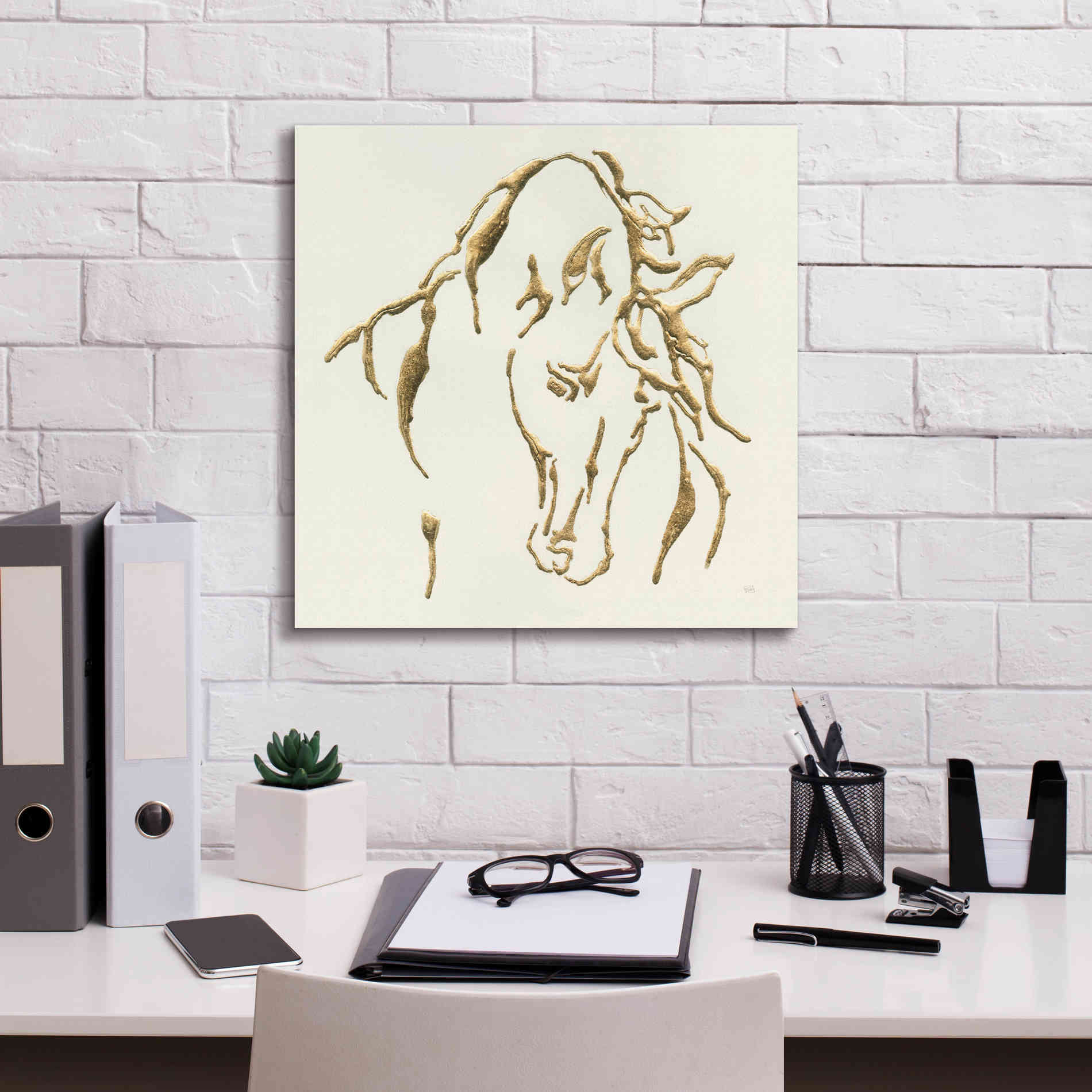 'Gilded Stallion' by Chris Paschke, Giclee Canvas Wall Art,18 x 18