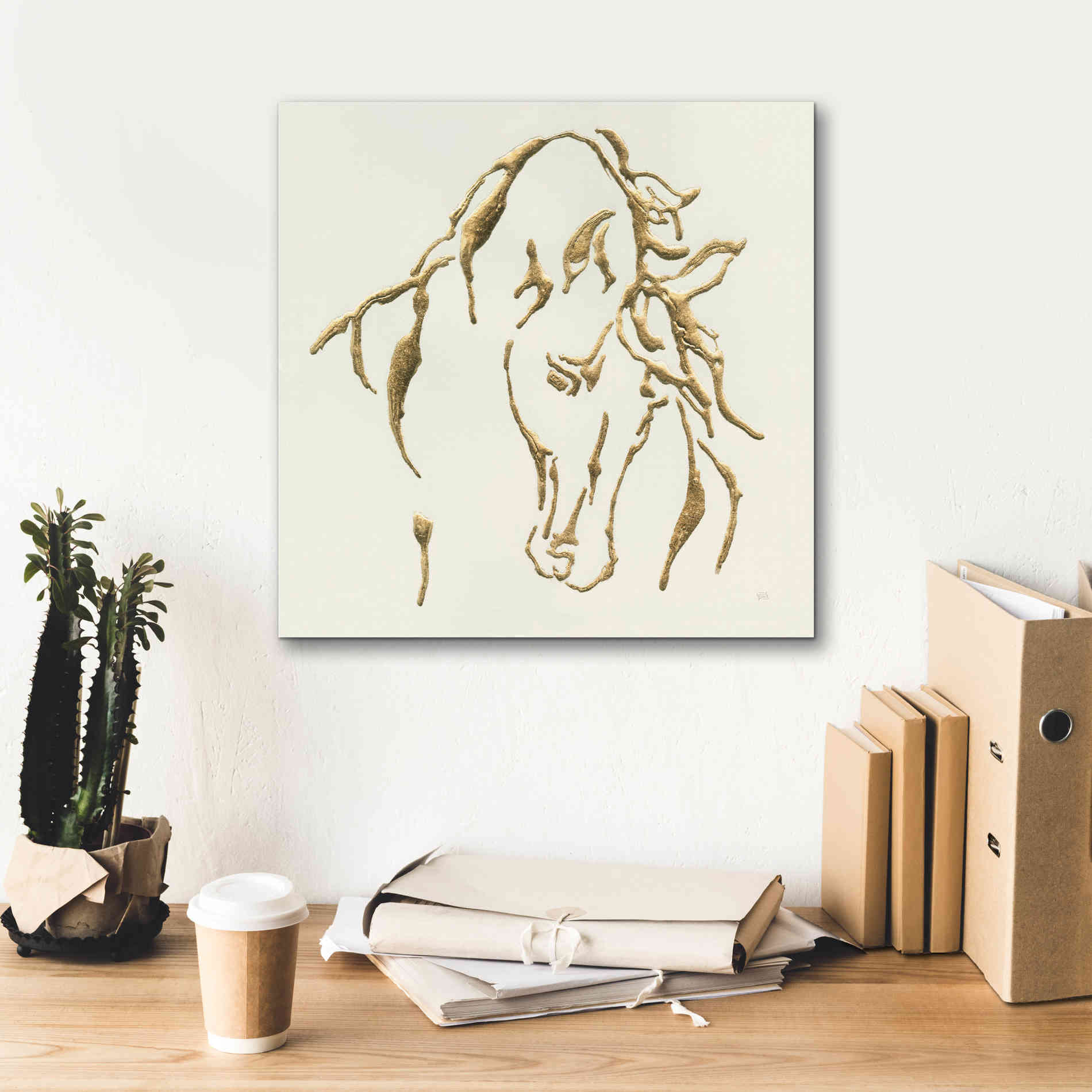 'Gilded Stallion' by Chris Paschke, Giclee Canvas Wall Art,18 x 18