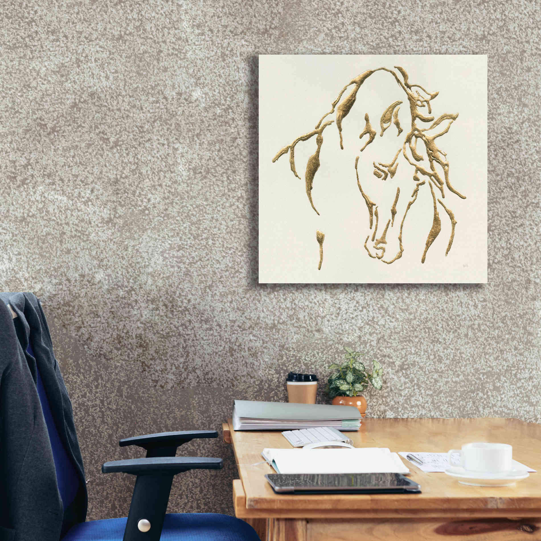 'Gilded Stallion' by Chris Paschke, Giclee Canvas Wall Art,26 x 26