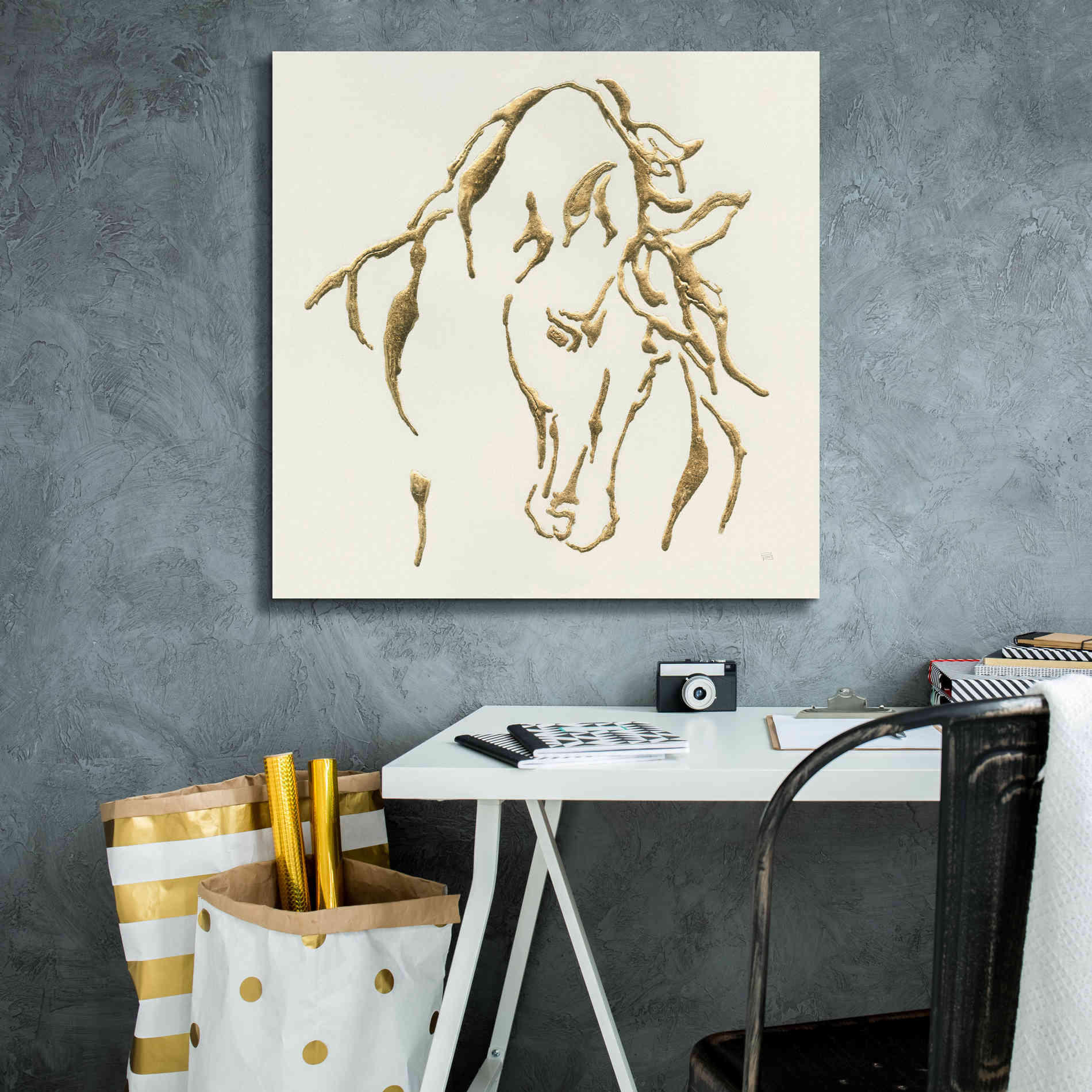 'Gilded Stallion' by Chris Paschke, Giclee Canvas Wall Art,26 x 26