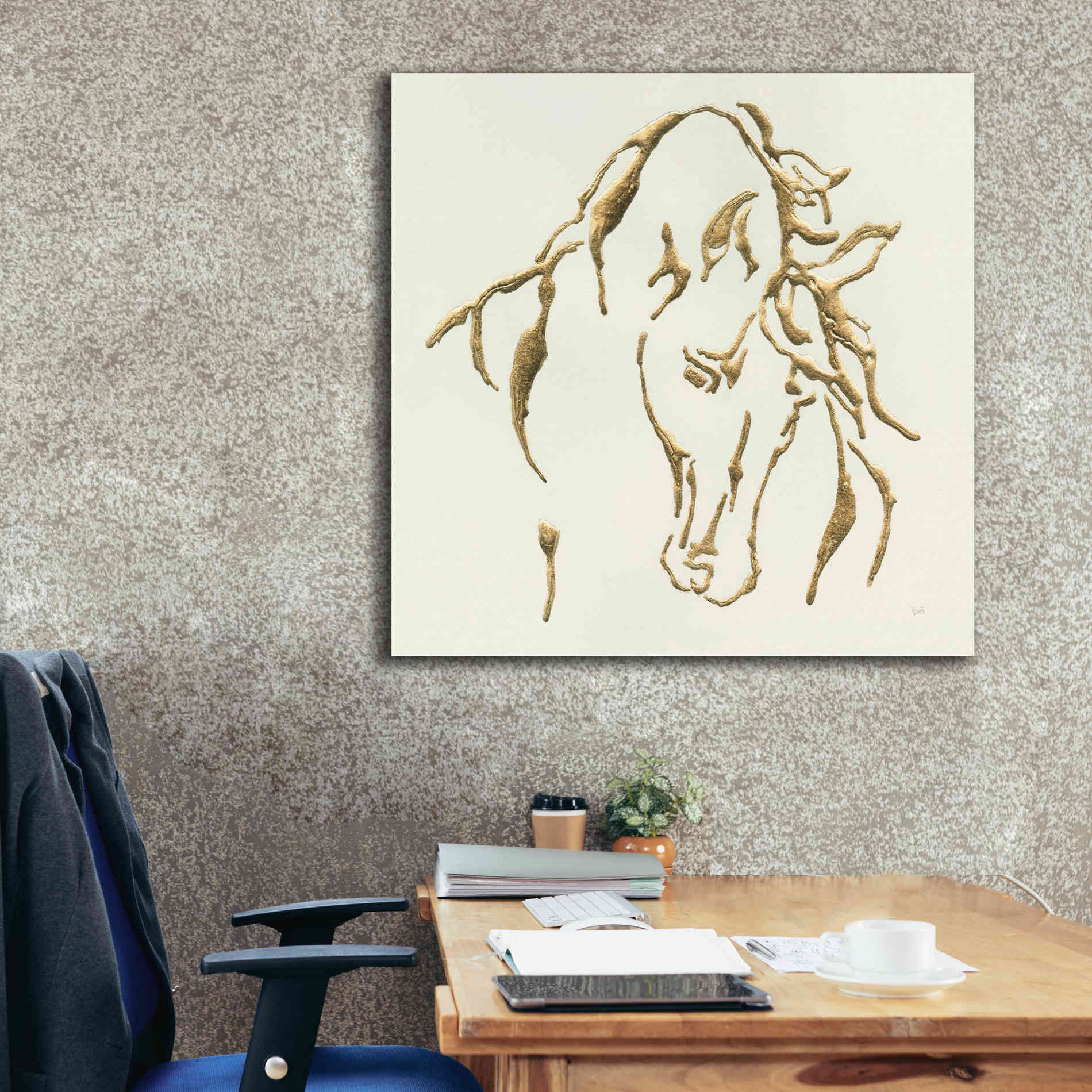 'Gilded Stallion' by Chris Paschke, Giclee Canvas Wall Art,37 x 37