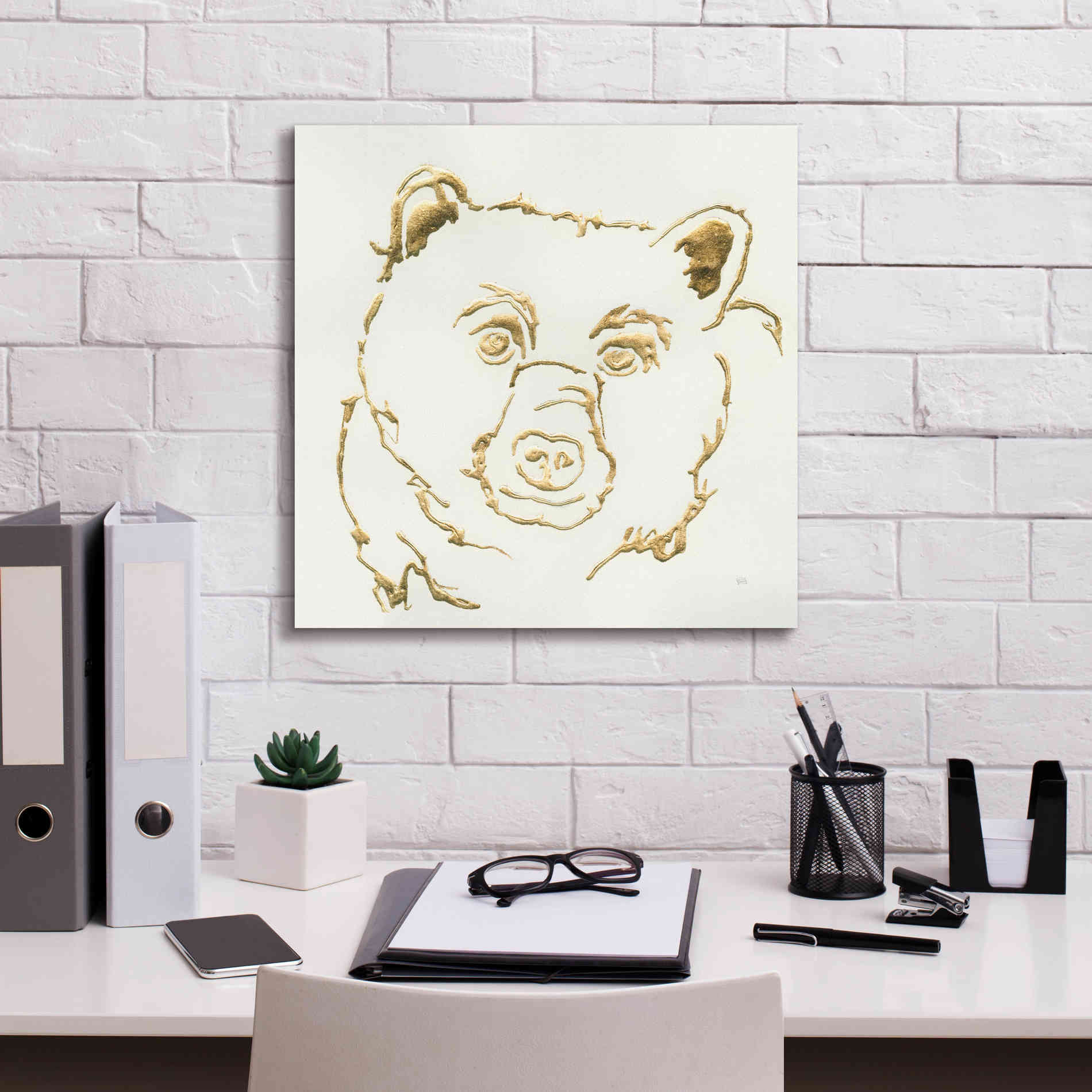 'Gilded Black Bear' by Chris Paschke, Giclee Canvas Wall Art,18 x 18