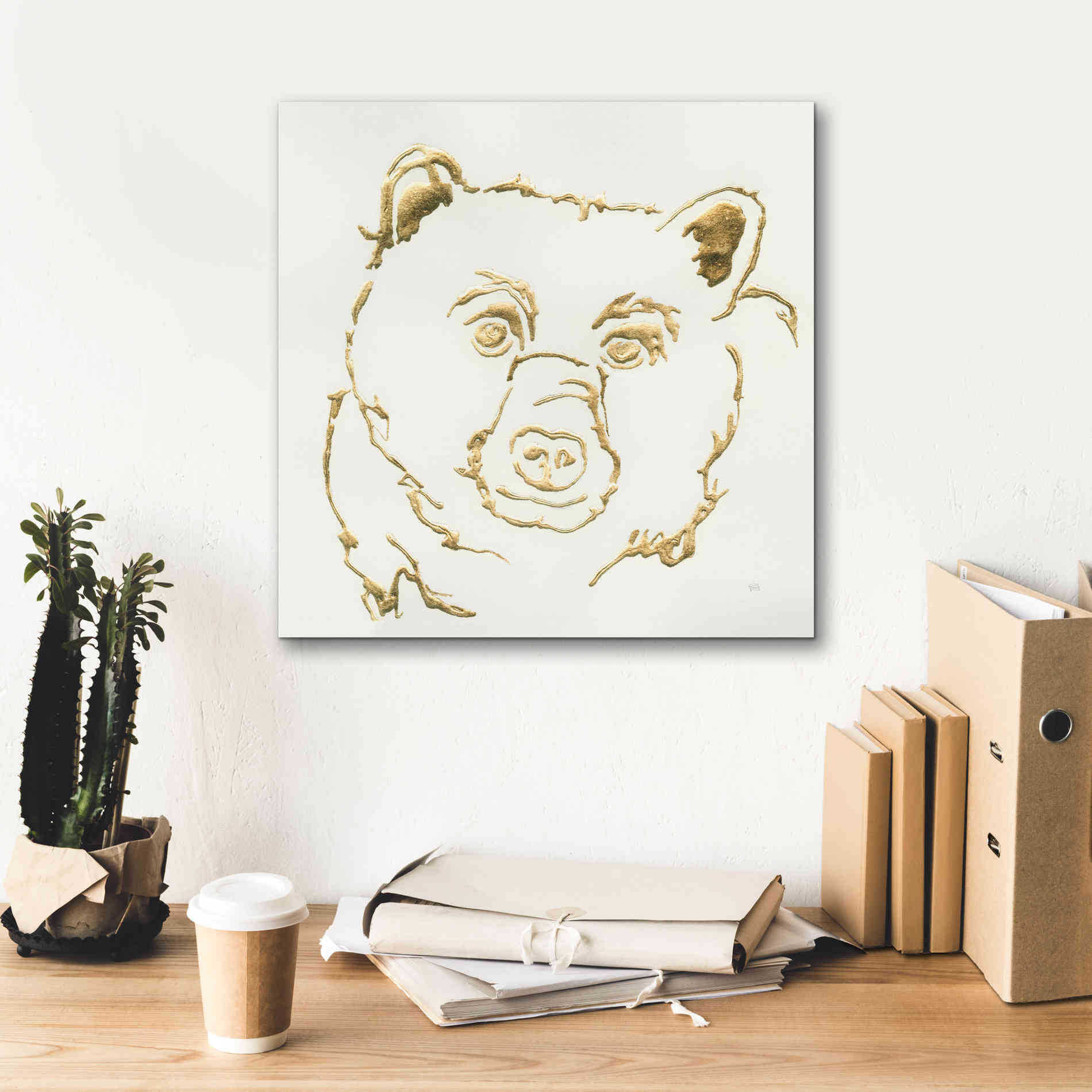 'Gilded Black Bear' by Chris Paschke, Giclee Canvas Wall Art,18 x 18
