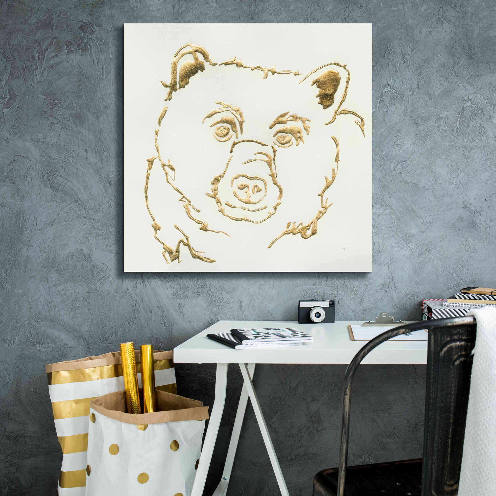 'Gilded Black Bear' by Chris Paschke, Giclee Canvas Wall Art,26 x 26