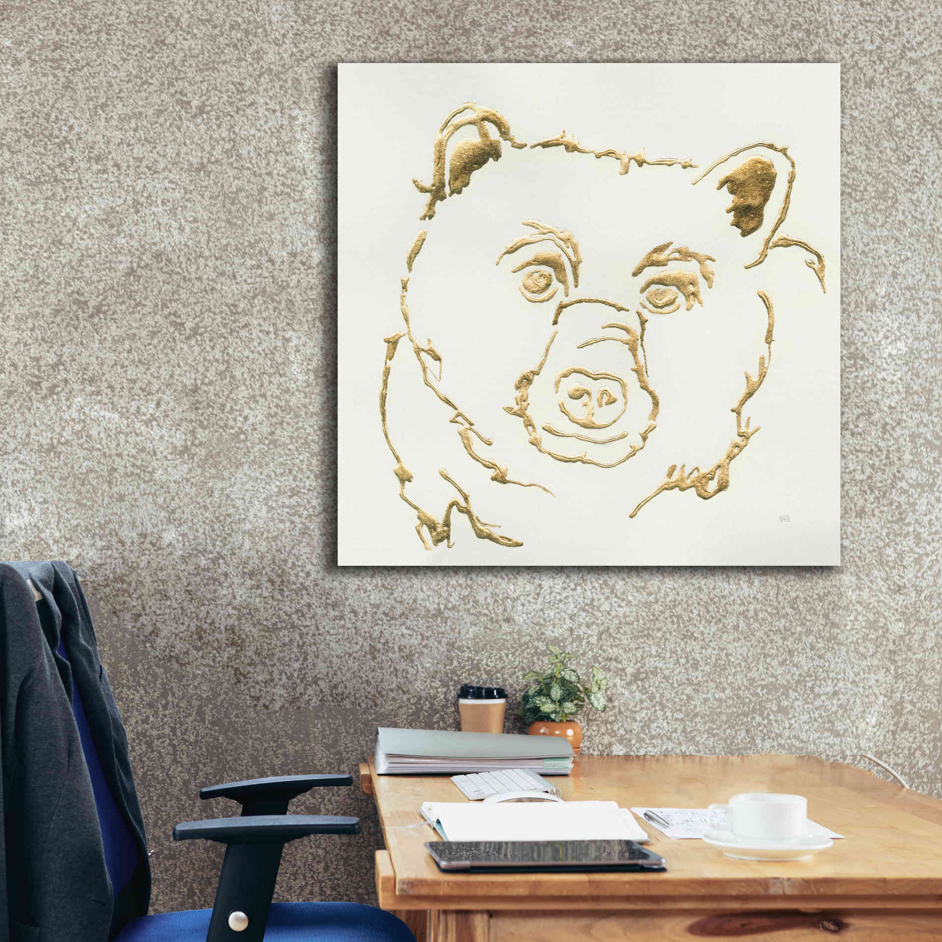 'Gilded Black Bear' by Chris Paschke, Giclee Canvas Wall Art,37 x 37