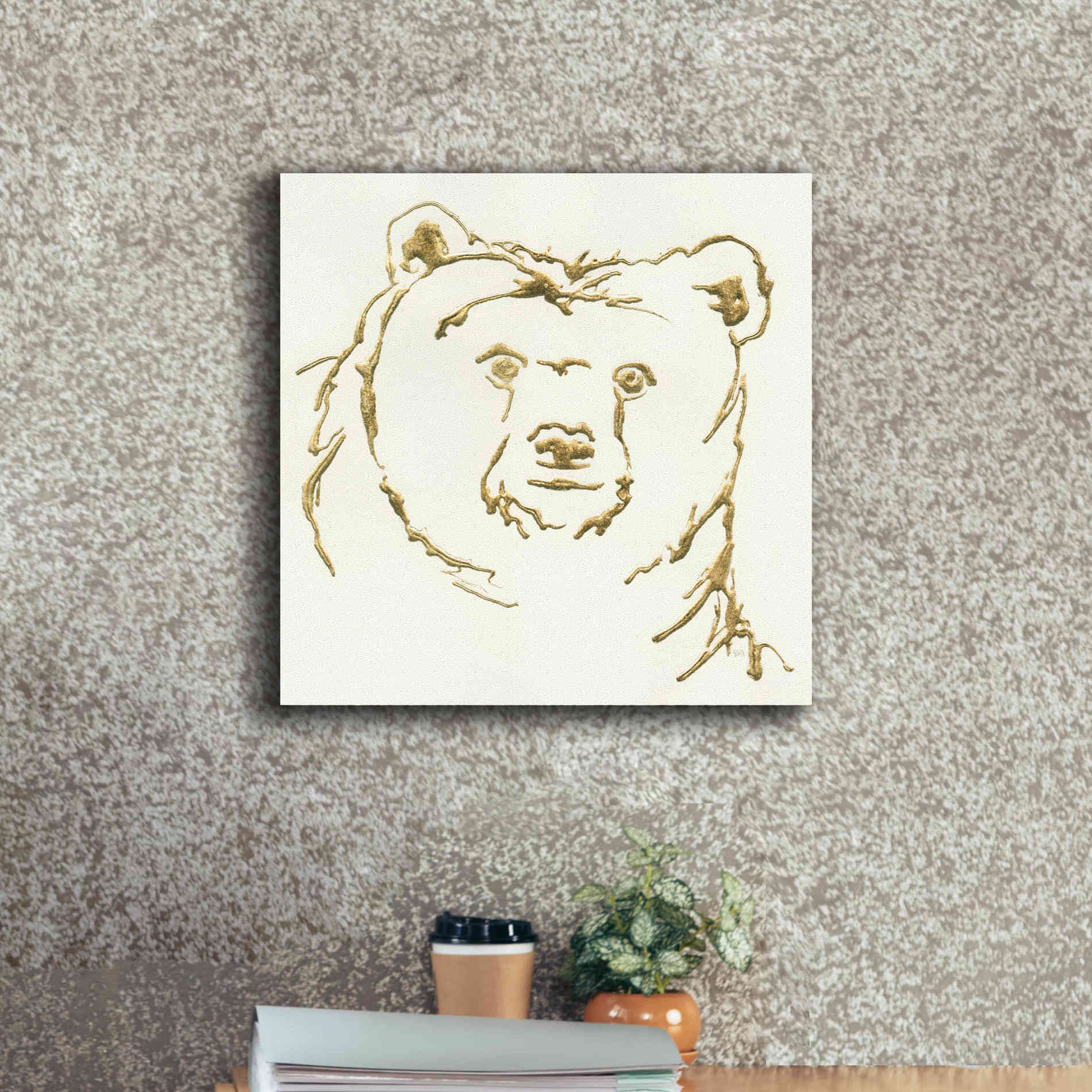 'Gilded Brown Bear' by Chris Paschke, Giclee Canvas Wall Art,18 x 18