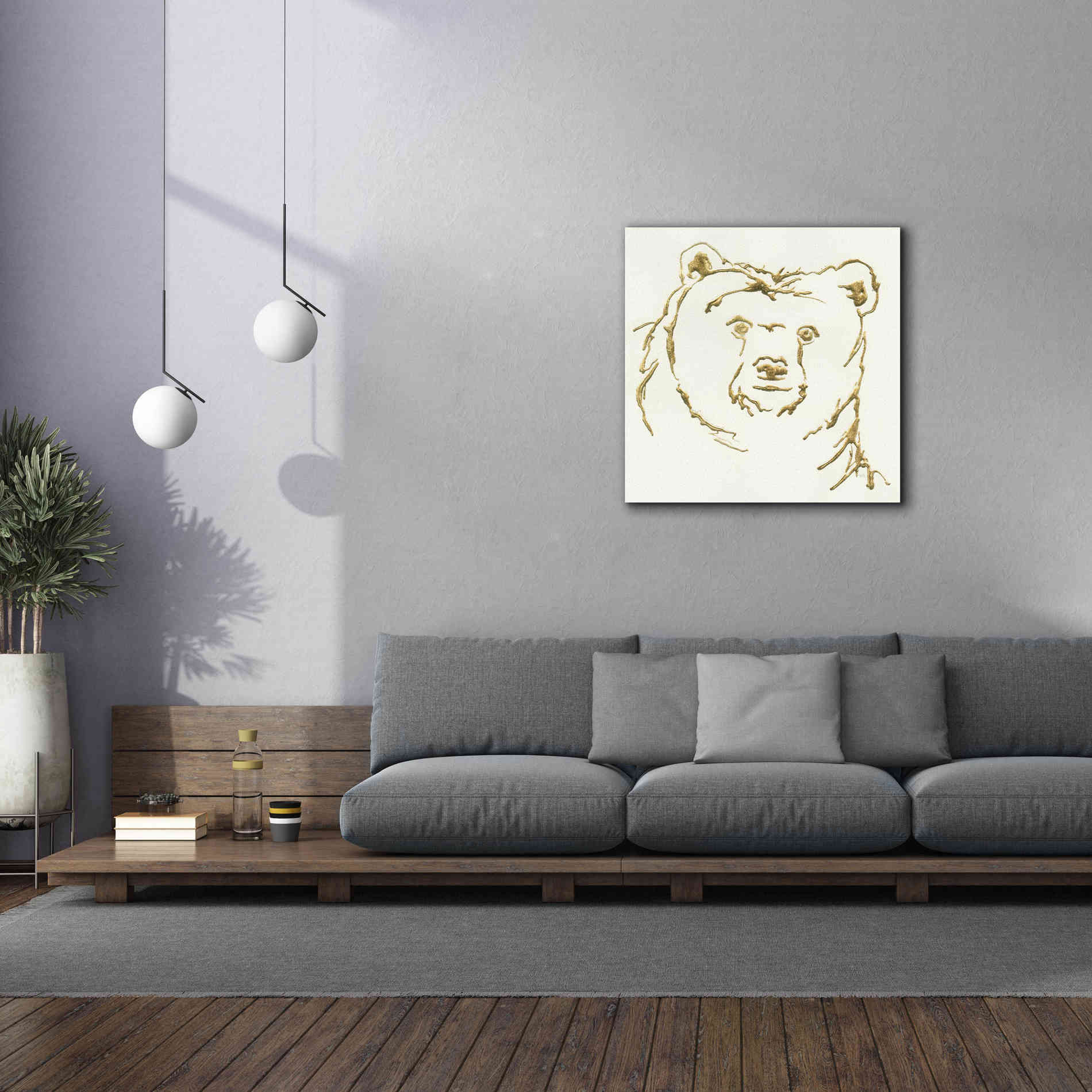 'Gilded Brown Bear' by Chris Paschke, Giclee Canvas Wall Art,37 x 37