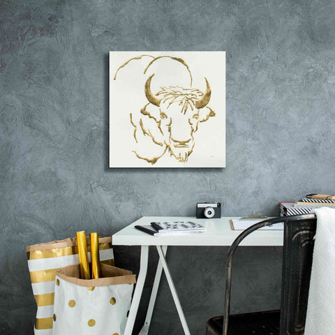 Image of 'Gilded Bison' by Chris Paschke, Giclee Canvas Wall Art,18 x 18