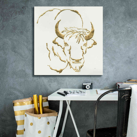 Image of 'Gilded Bison' by Chris Paschke, Giclee Canvas Wall Art,26 x 26