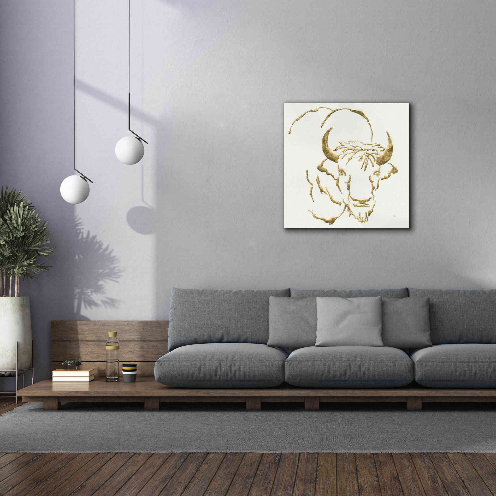 'Gilded Bison' by Chris Paschke, Giclee Canvas Wall Art,37 x 37