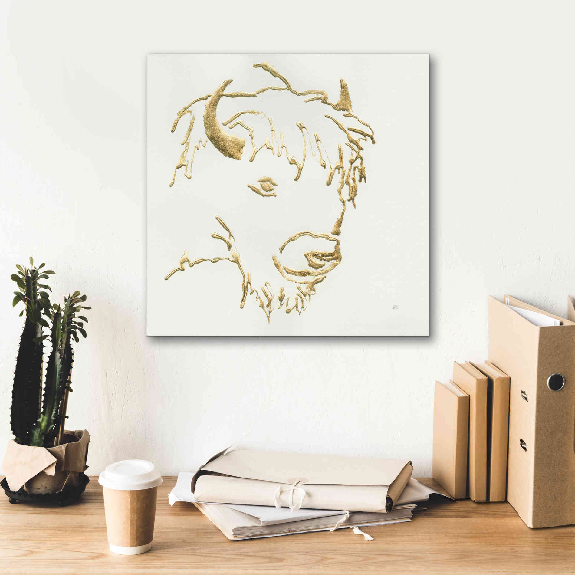 'Gilded Buffalo' by Chris Paschke, Giclee Canvas Wall Art,18 x 18