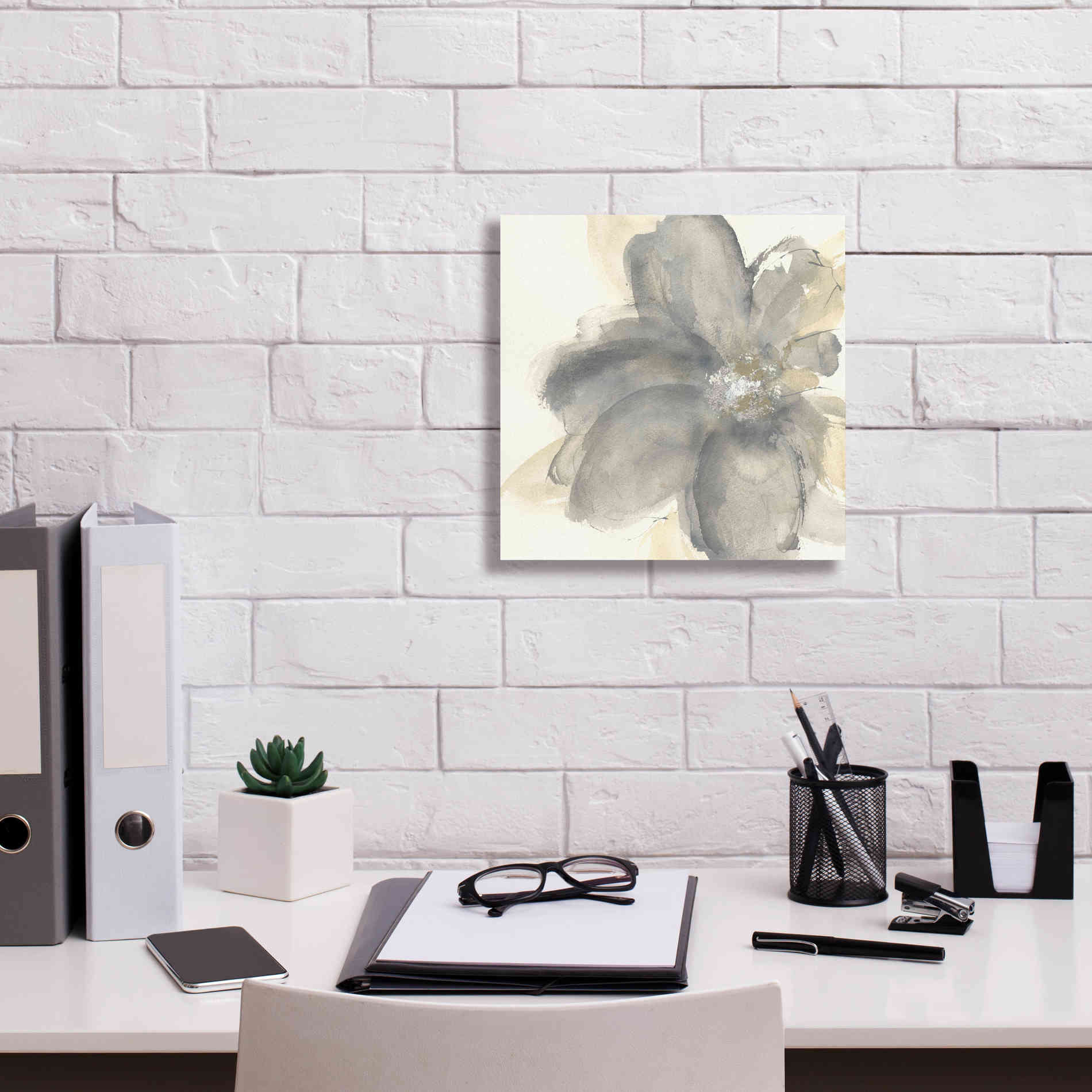 'Floral Gray I' by Chris Paschke, Giclee Canvas Wall Art,12 x 12