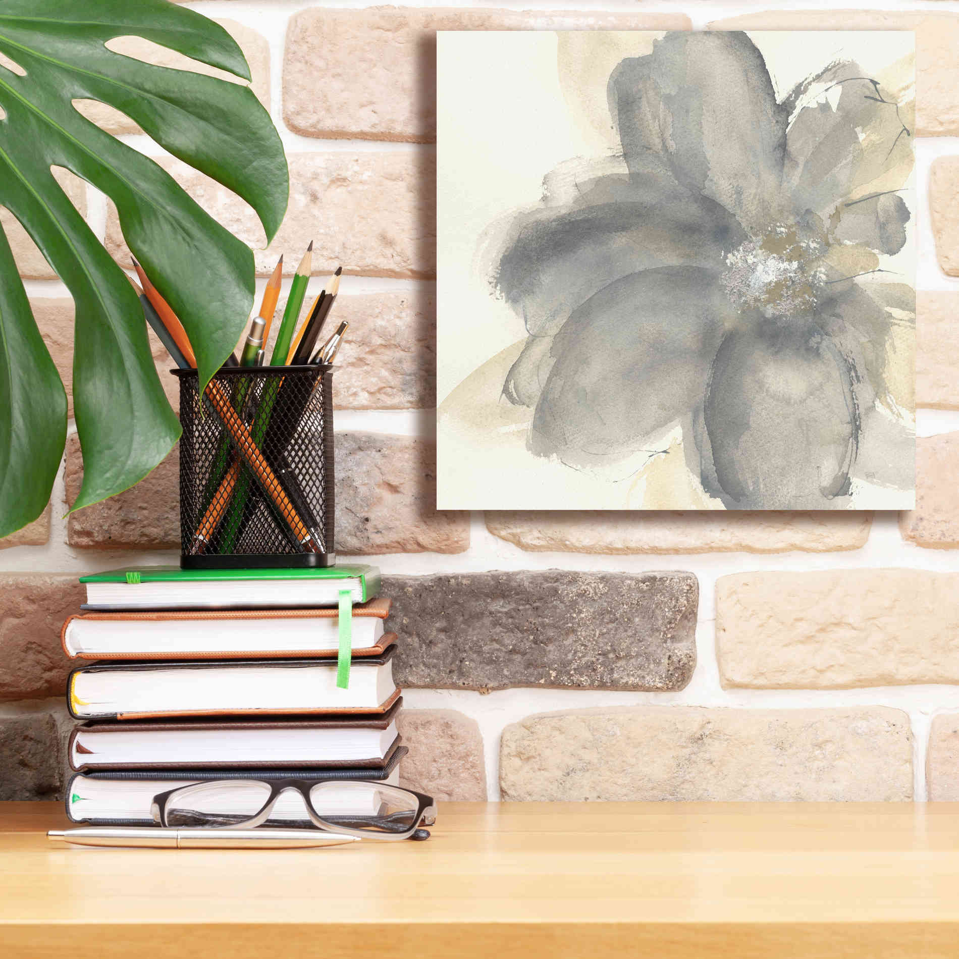 'Floral Gray I' by Chris Paschke, Giclee Canvas Wall Art,12 x 12