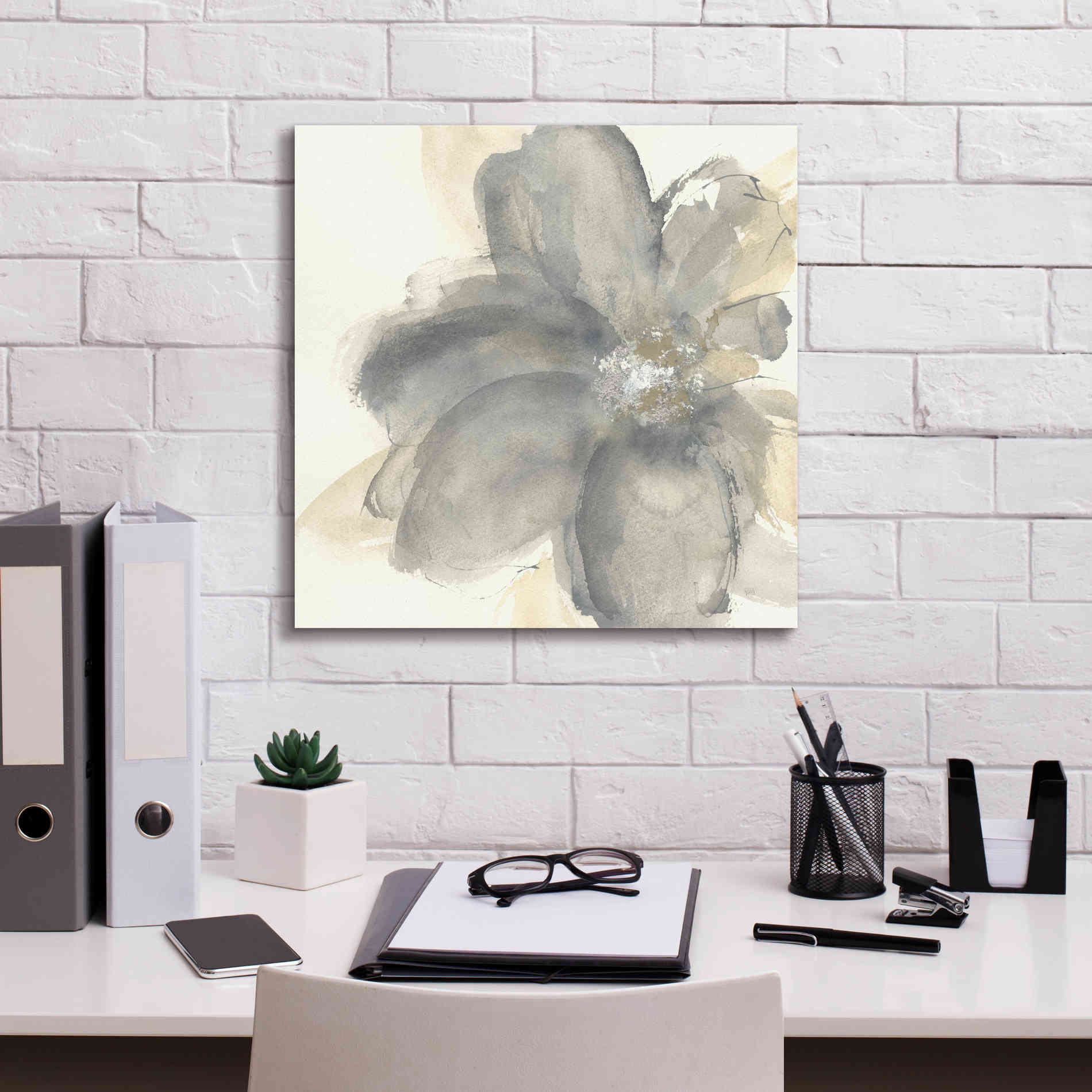 'Floral Gray I' by Chris Paschke, Giclee Canvas Wall Art,18 x 18