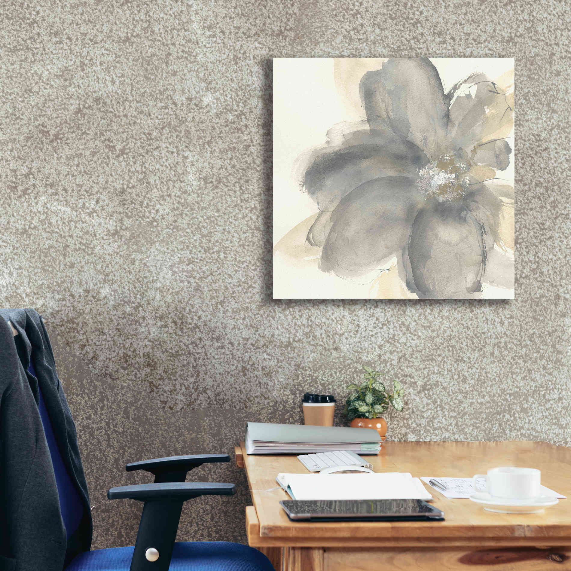 'Floral Gray I' by Chris Paschke, Giclee Canvas Wall Art,26 x 26