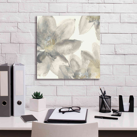 Image of 'Gray And Silver Flowers I' by Chris Paschke, Giclee Canvas Wall Art,18 x 18